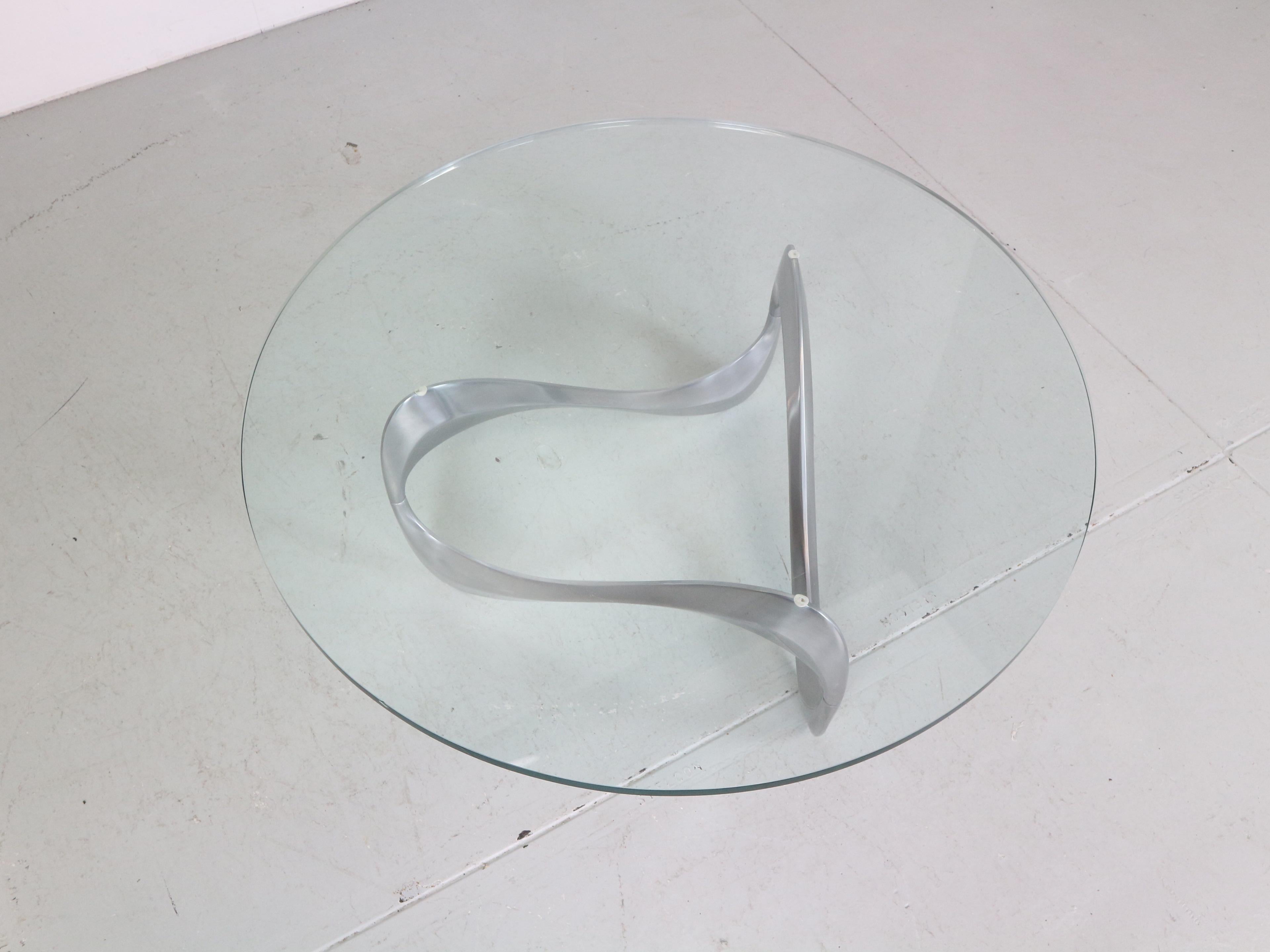 Knut Hesterberg Aluminum& Glass Snake Coffee Table for Ronald Schmitt, 1960 7