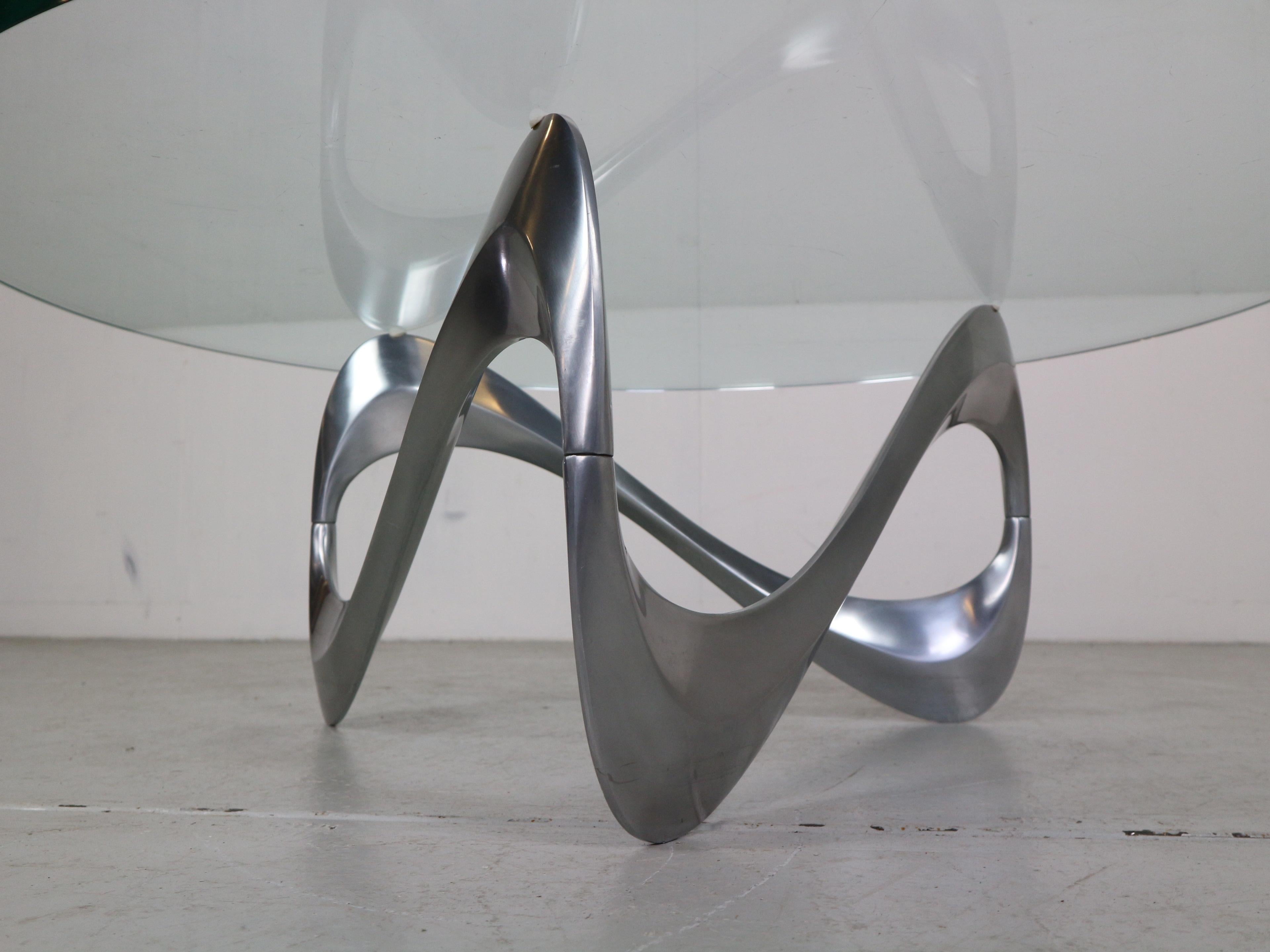 Knut Hesterberg Aluminum& Glass Snake Coffee Table for Ronald Schmitt, 1960 8