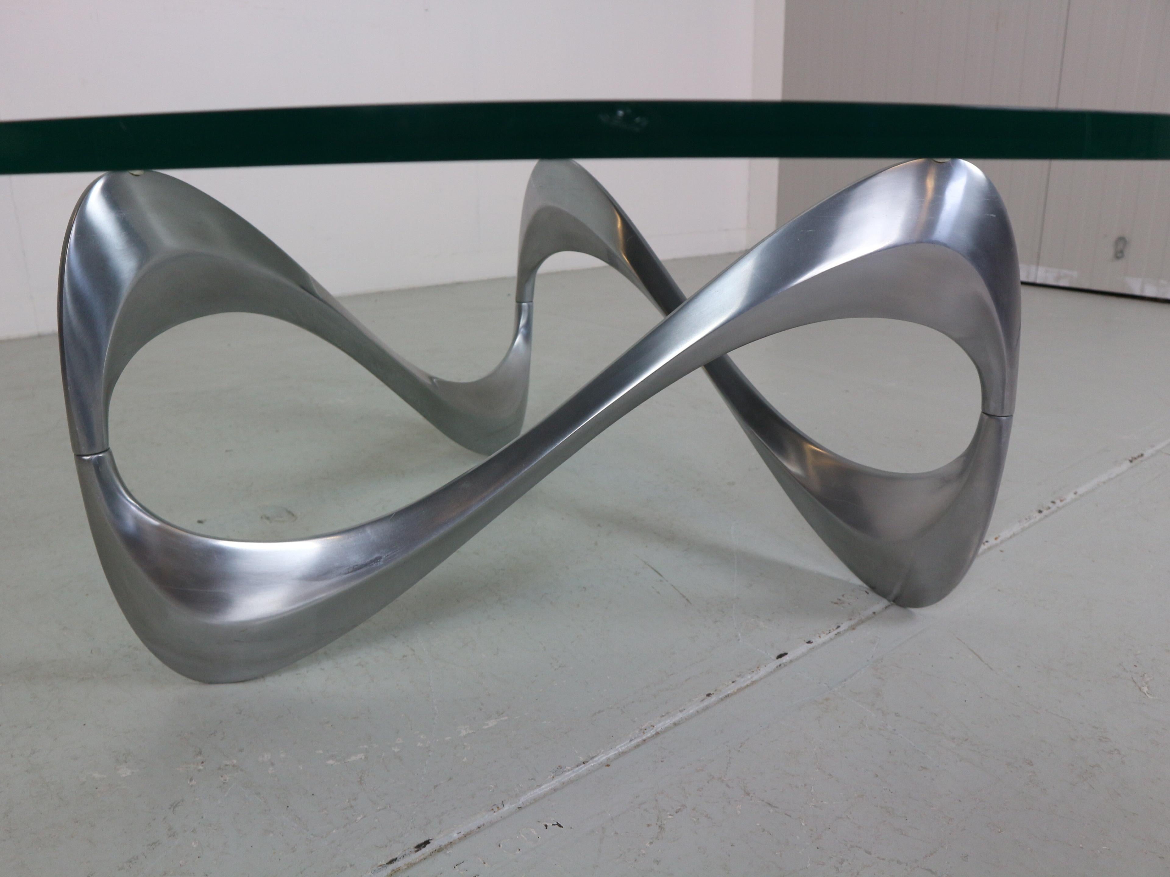 Knut Hesterberg Aluminum& Glass Snake Coffee Table for Ronald Schmitt, 1960 9
