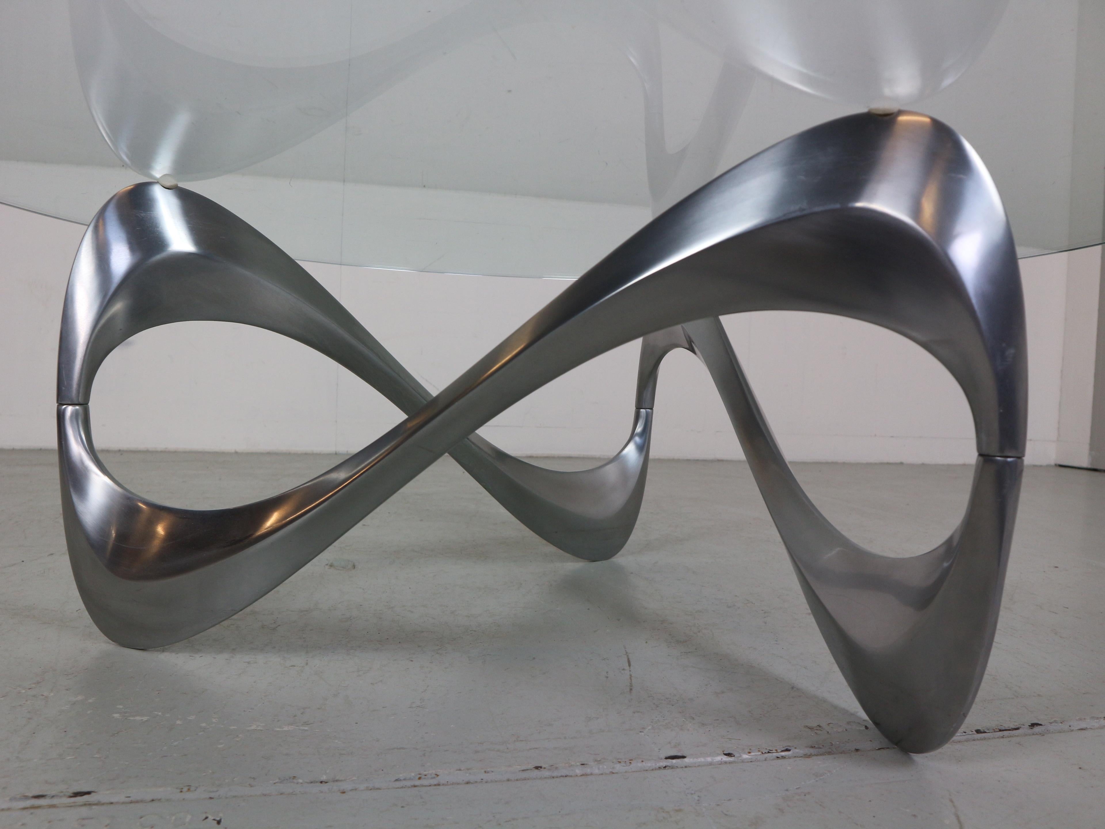Knut Hesterberg Aluminum& Glass Snake Coffee Table for Ronald Schmitt, 1960 10
