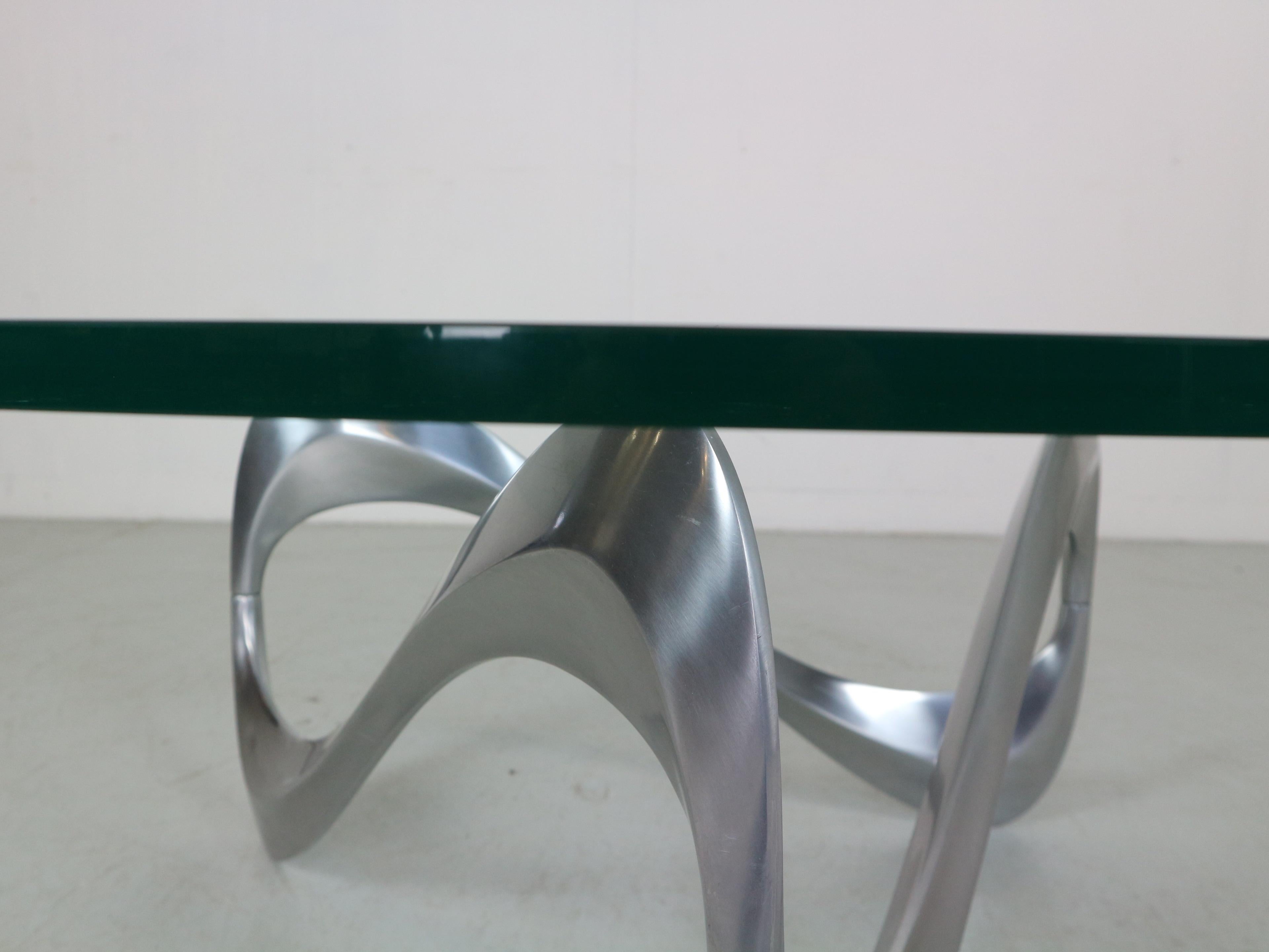 Knut Hesterberg Aluminum& Glass Snake Coffee Table for Ronald Schmitt, 1960 11