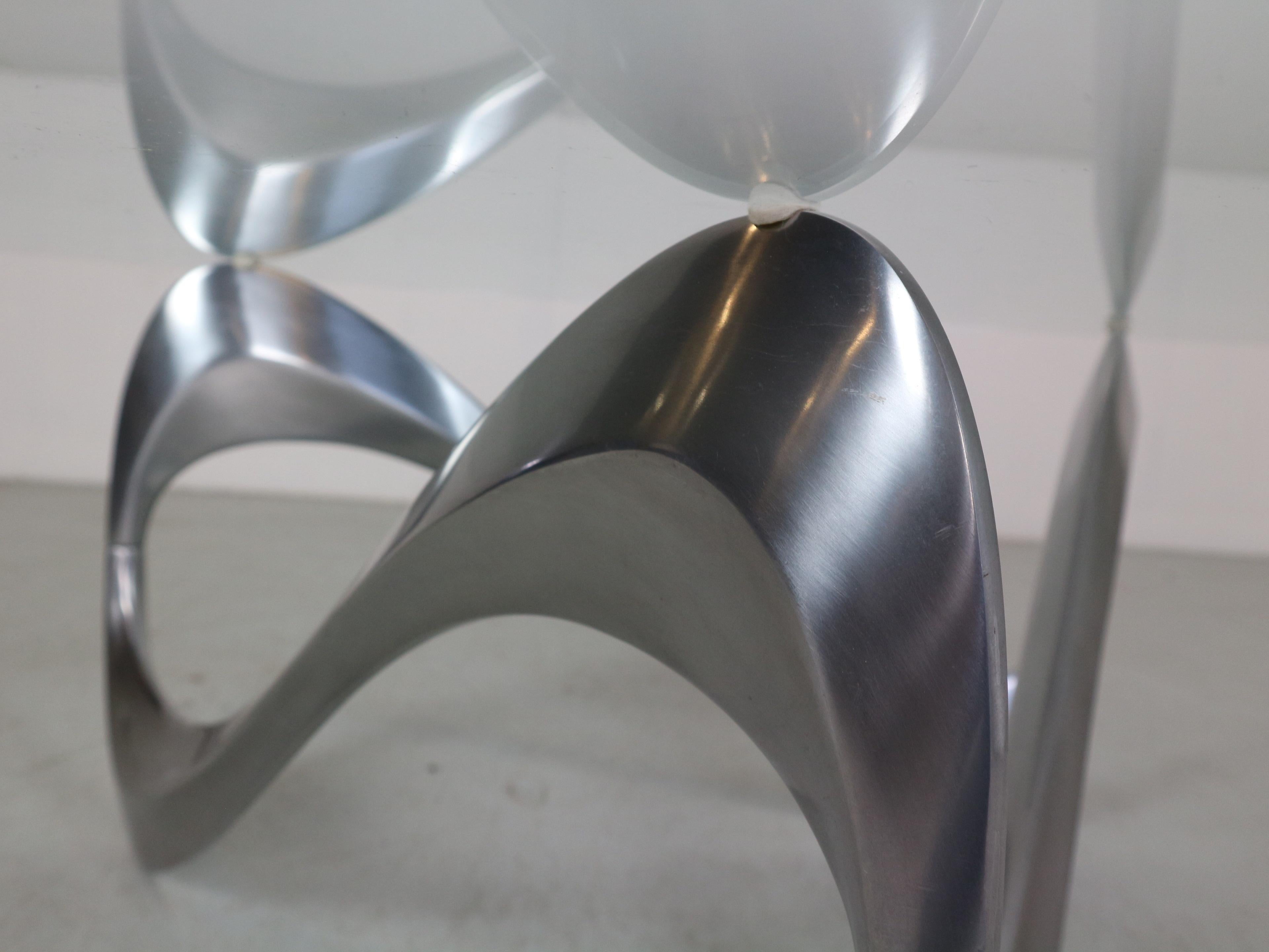 Knut Hesterberg Aluminum& Glass Snake Coffee Table for Ronald Schmitt, 1960 12