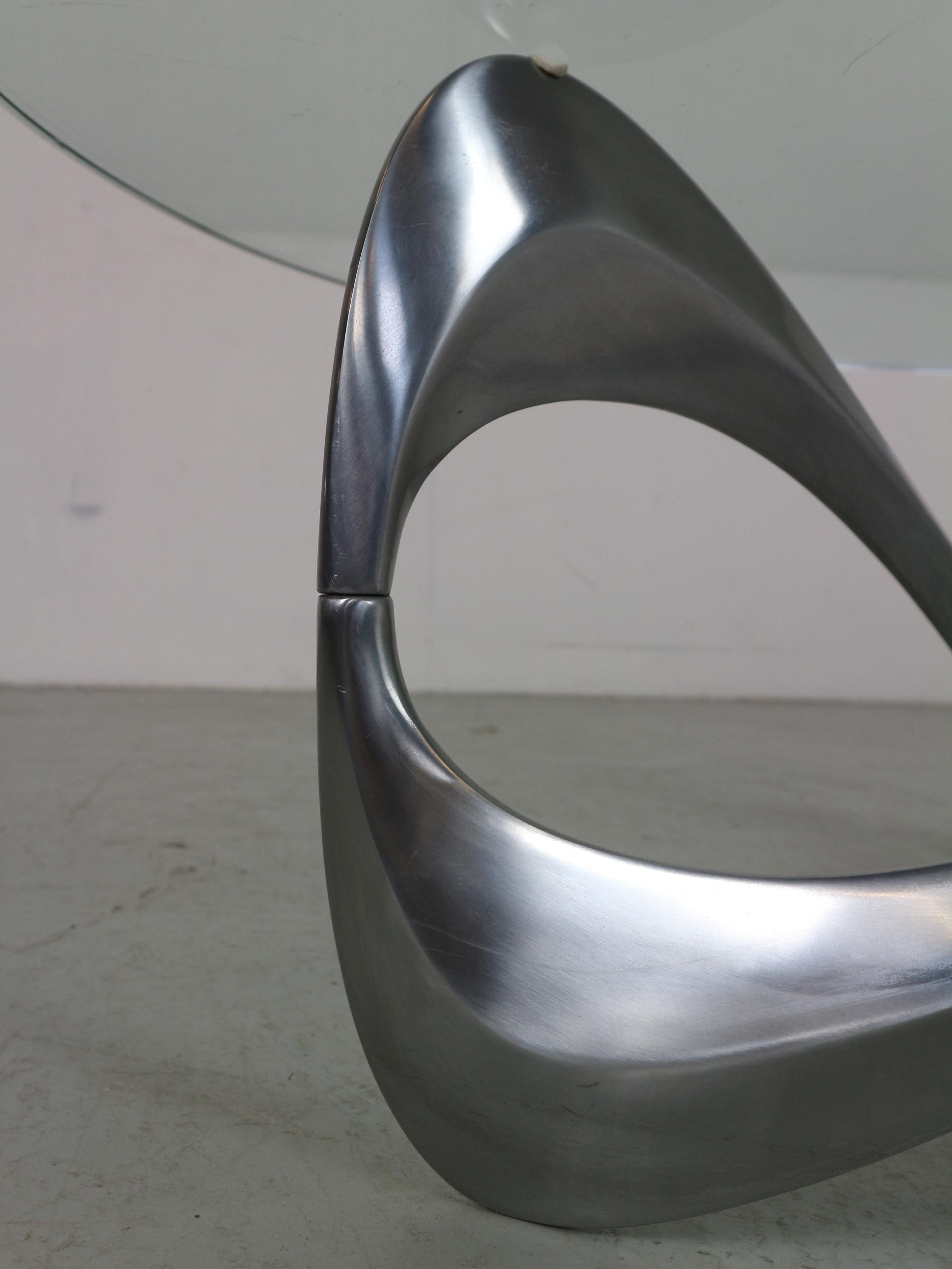 Knut Hesterberg Aluminum& Glass Snake Coffee Table for Ronald Schmitt, 1960 13