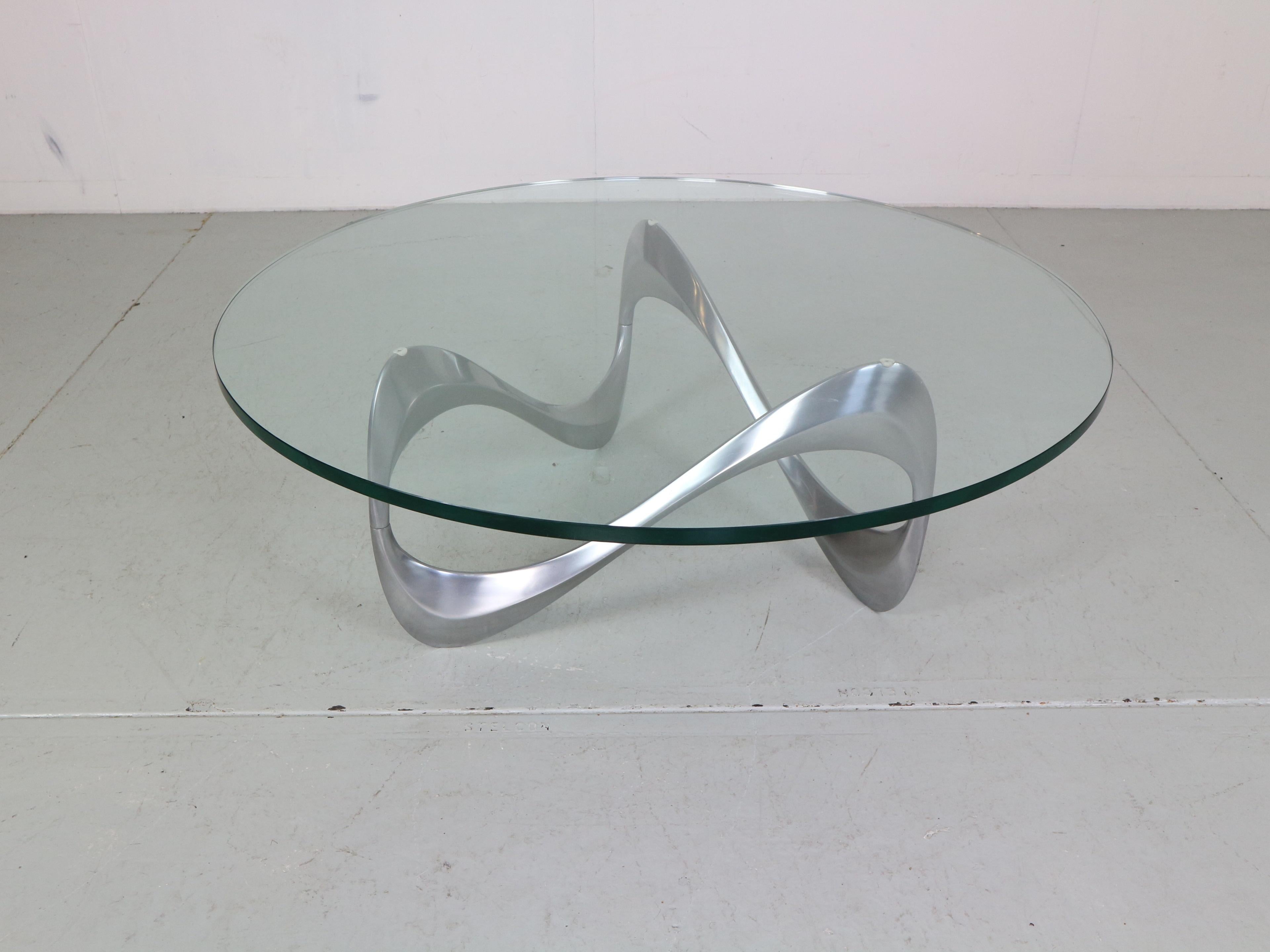 Mid-20th Century Knut Hesterberg Aluminum& Glass Snake Coffee Table for Ronald Schmitt, 1960