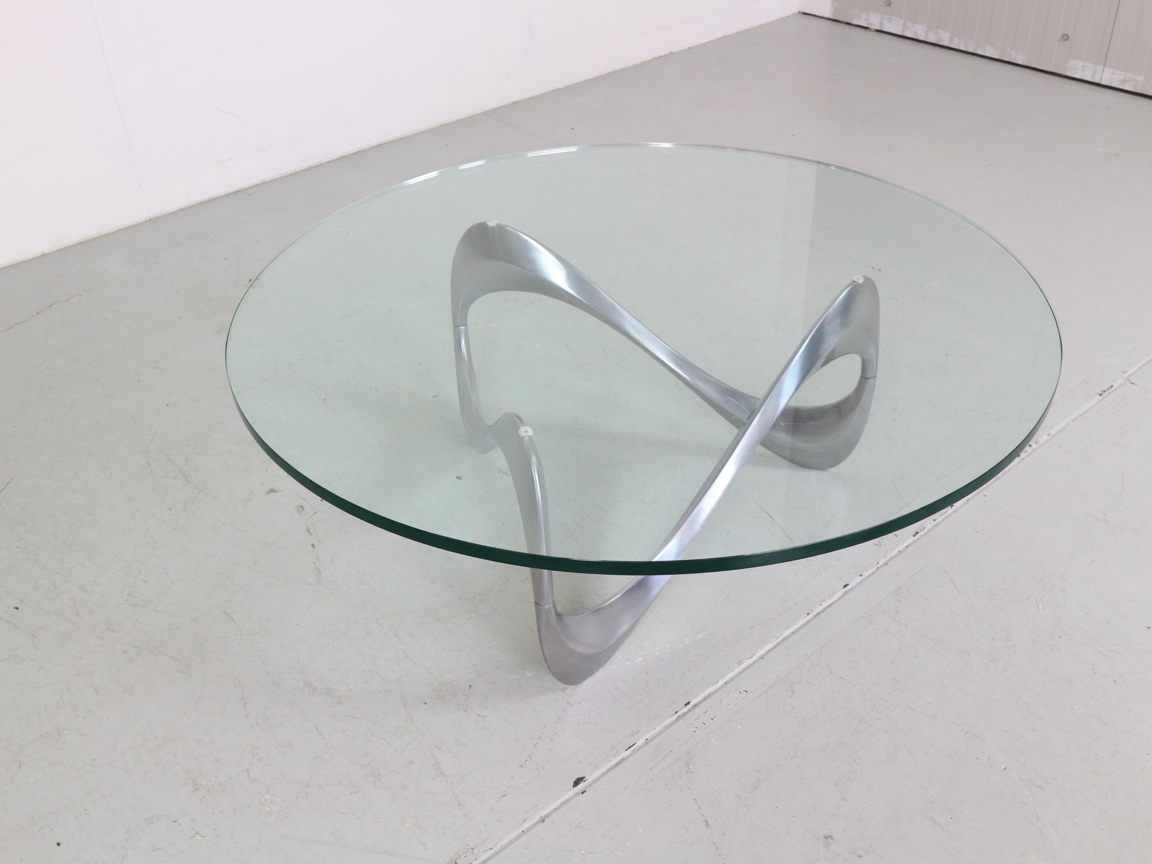 Knut Hesterberg Aluminum& Glass Snake Coffee Table for Ronald Schmitt, 1960 2
