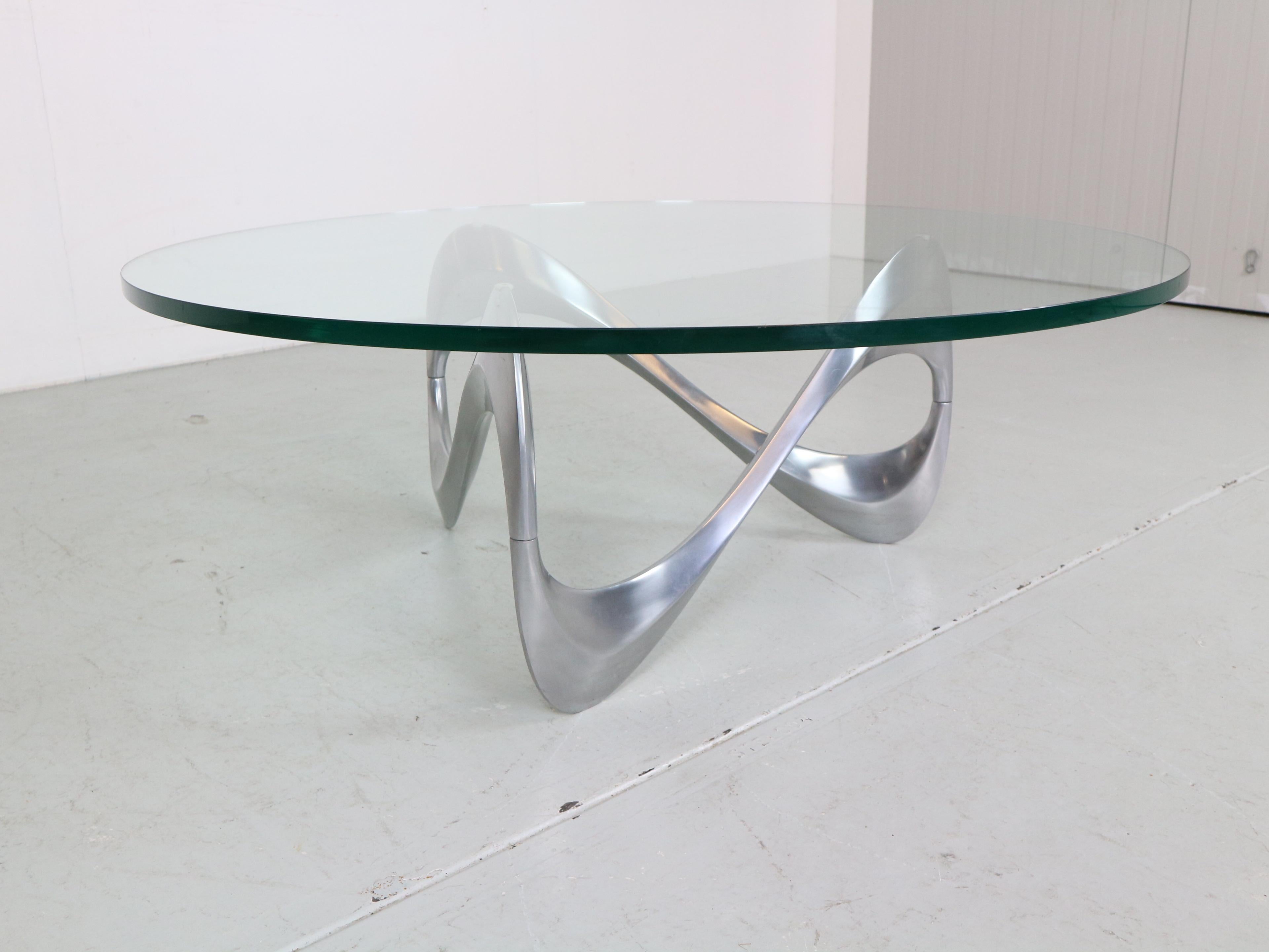 Knut Hesterberg Aluminum& Glass Snake Coffee Table for Ronald Schmitt, 1960 3