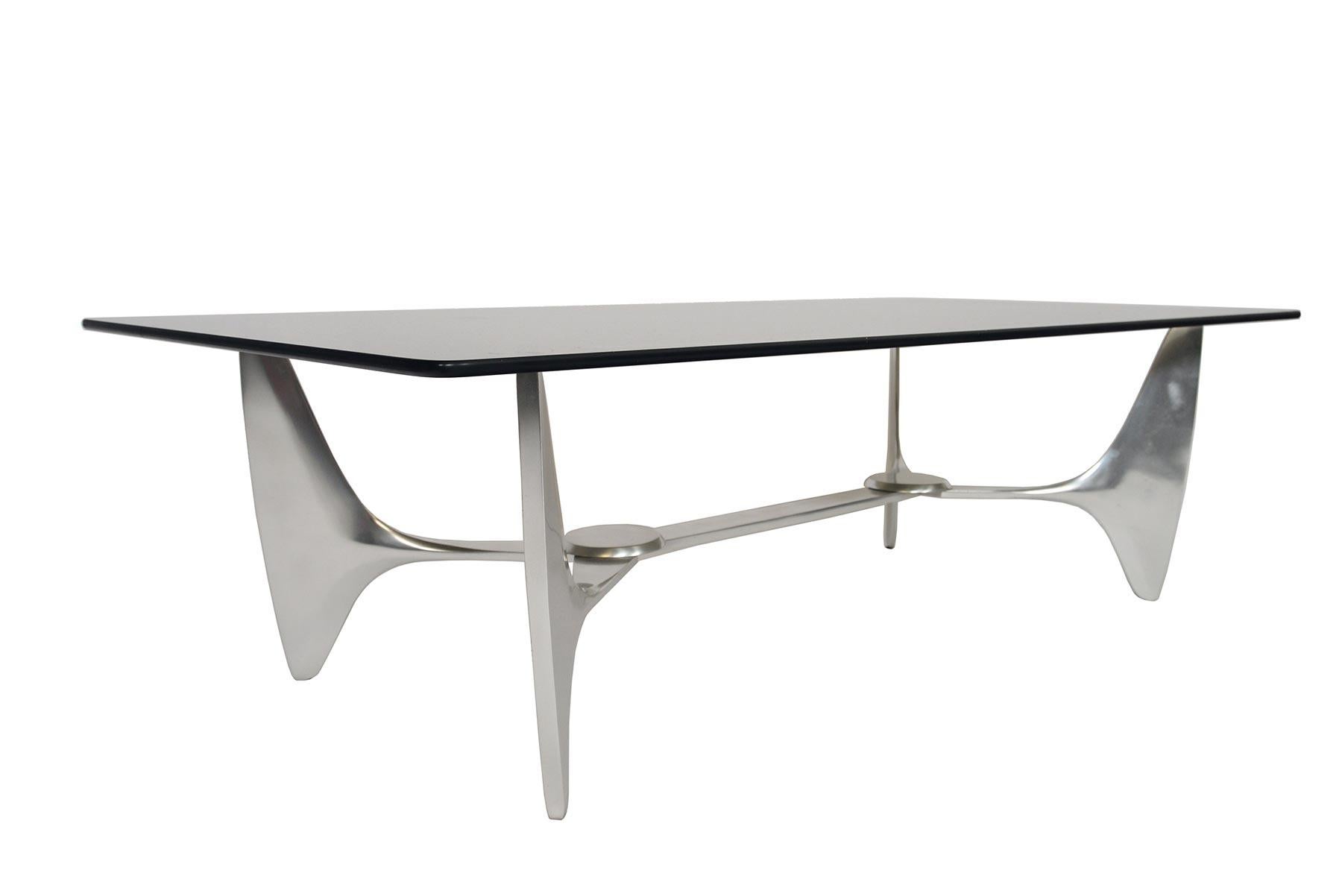 Knut Hesterberg for Ronald Schmitt Aluminum and Glass Coffee Table In Good Condition In Berkeley, CA