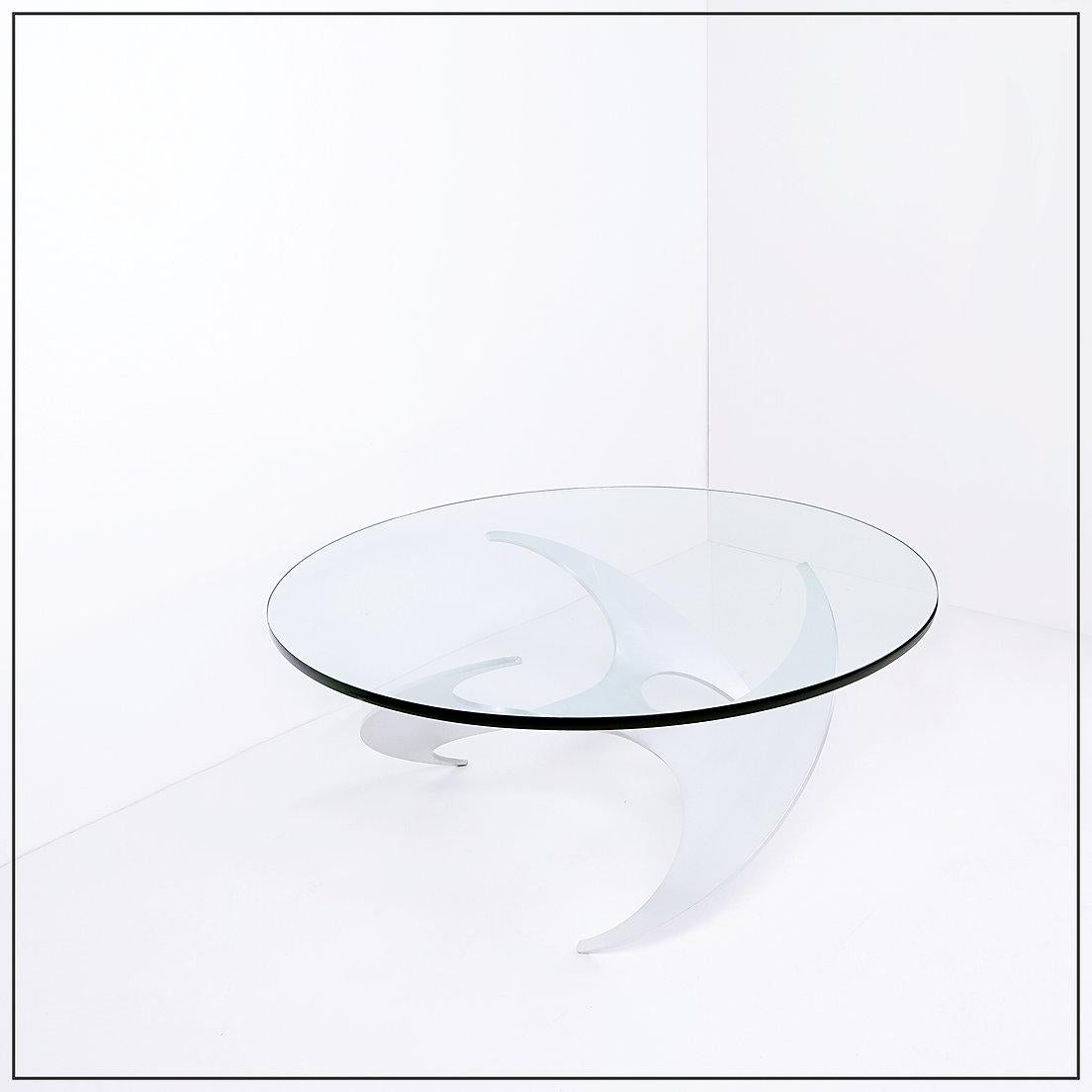 Brossé Table basse Propeller en aluminium Knut Hesterberg pour Ronald Schmitt - années 1960 en vente
