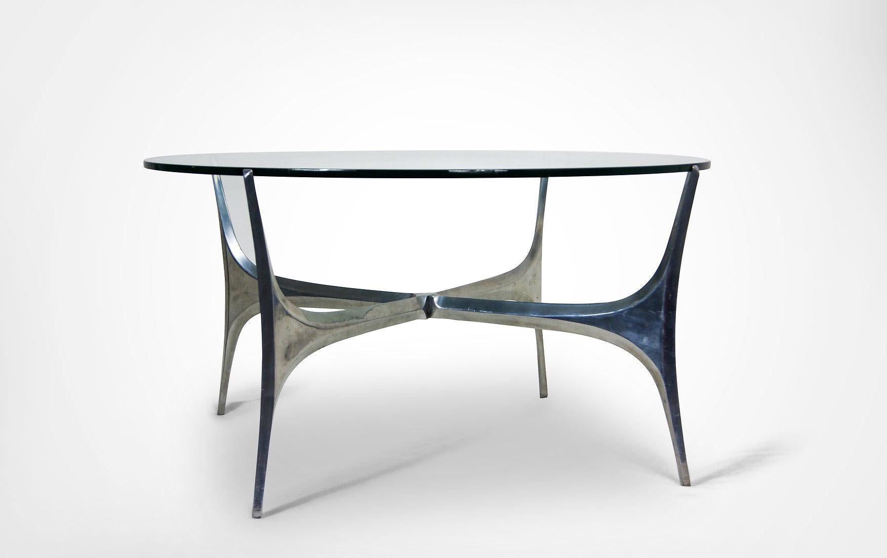 Mid-Century Modern Knut Hesterberg for Ronald Schmitt Polished Aluminium & Glass Coffee Table