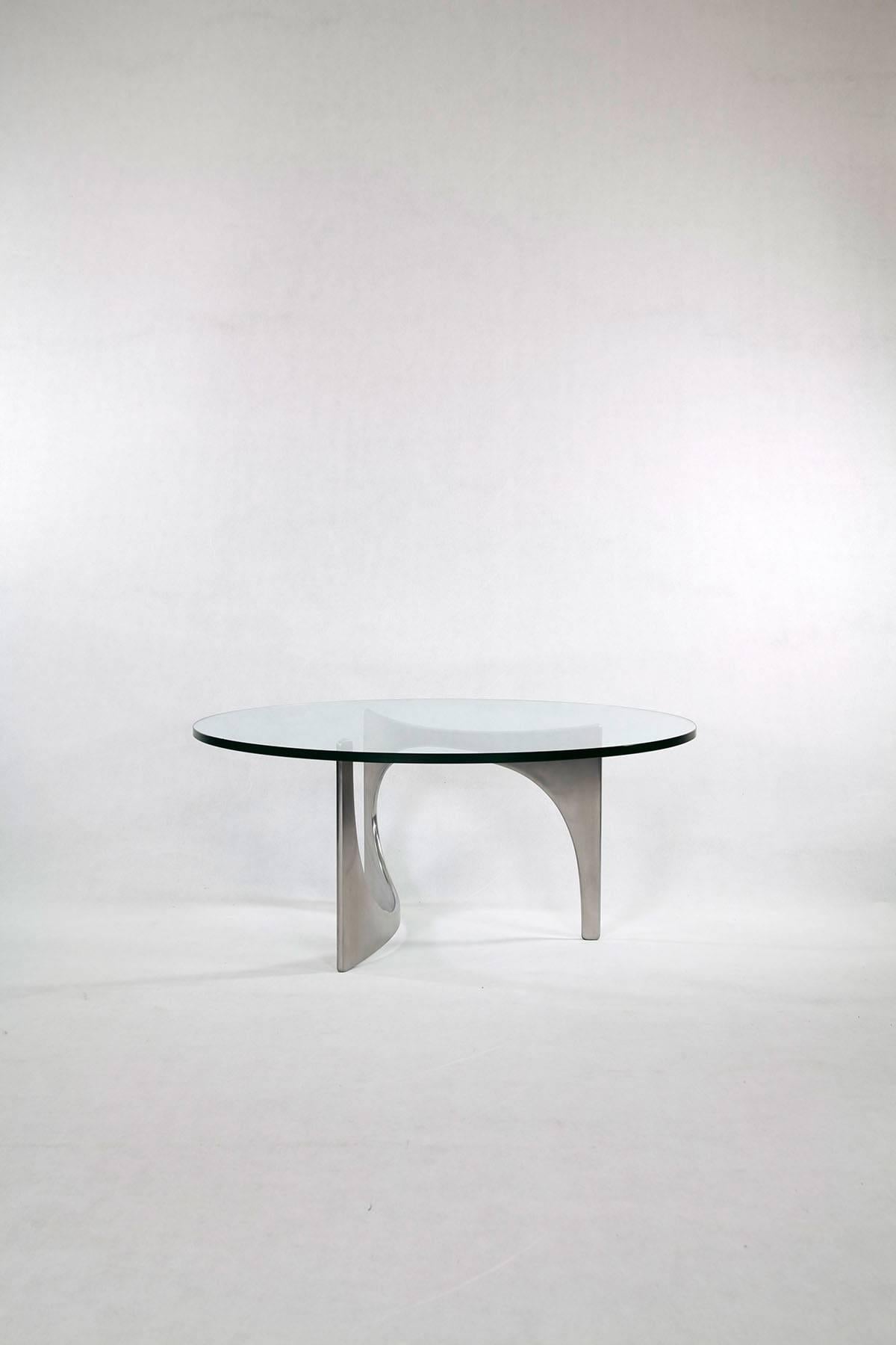 Mid-Century Modern Knut Hesterberg German Aluminium Glass Sculptural Side Table, 1970s For Sale