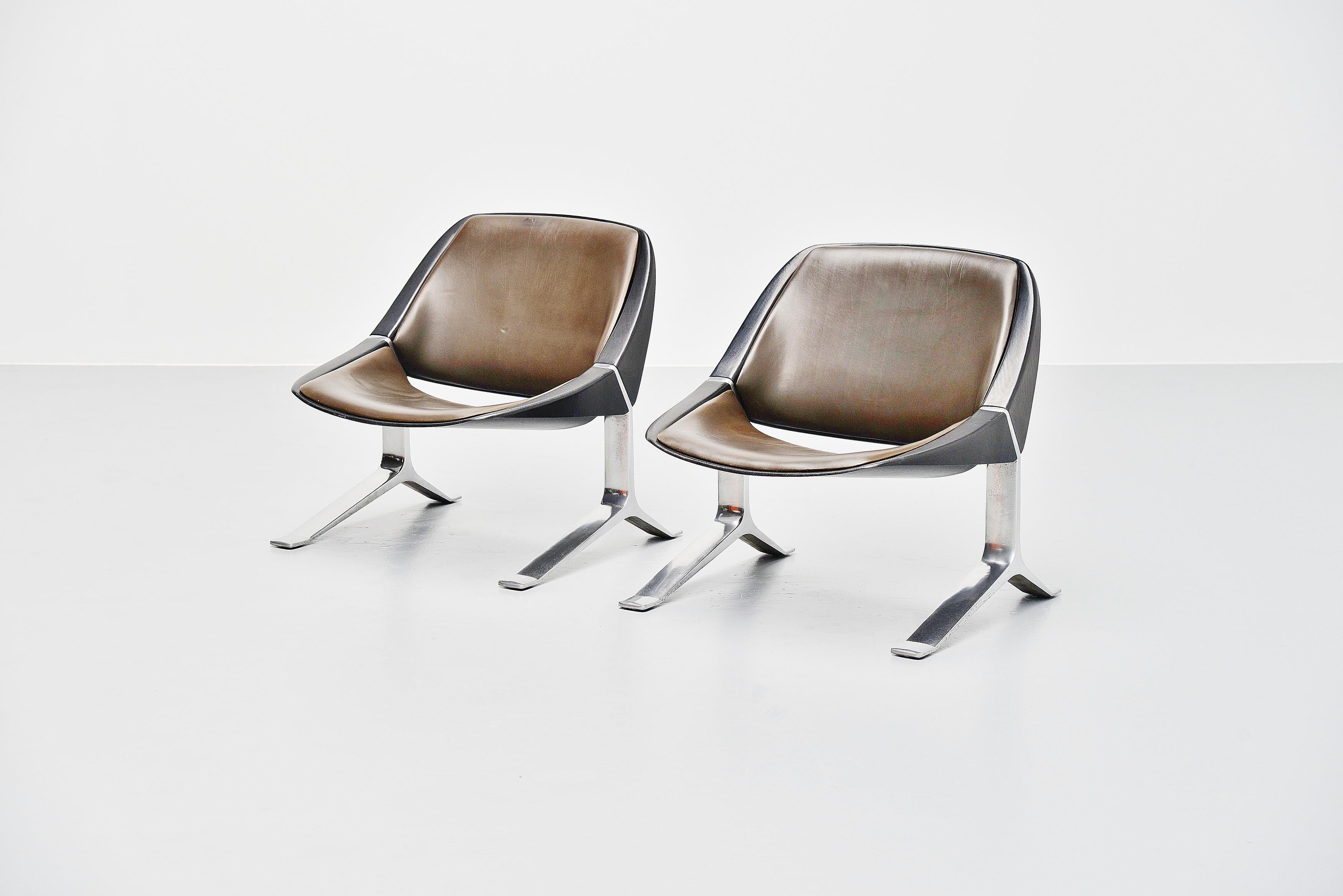 Aluminum Knut Hesterberg Lounge Chairs, Germany, 1971 For Sale