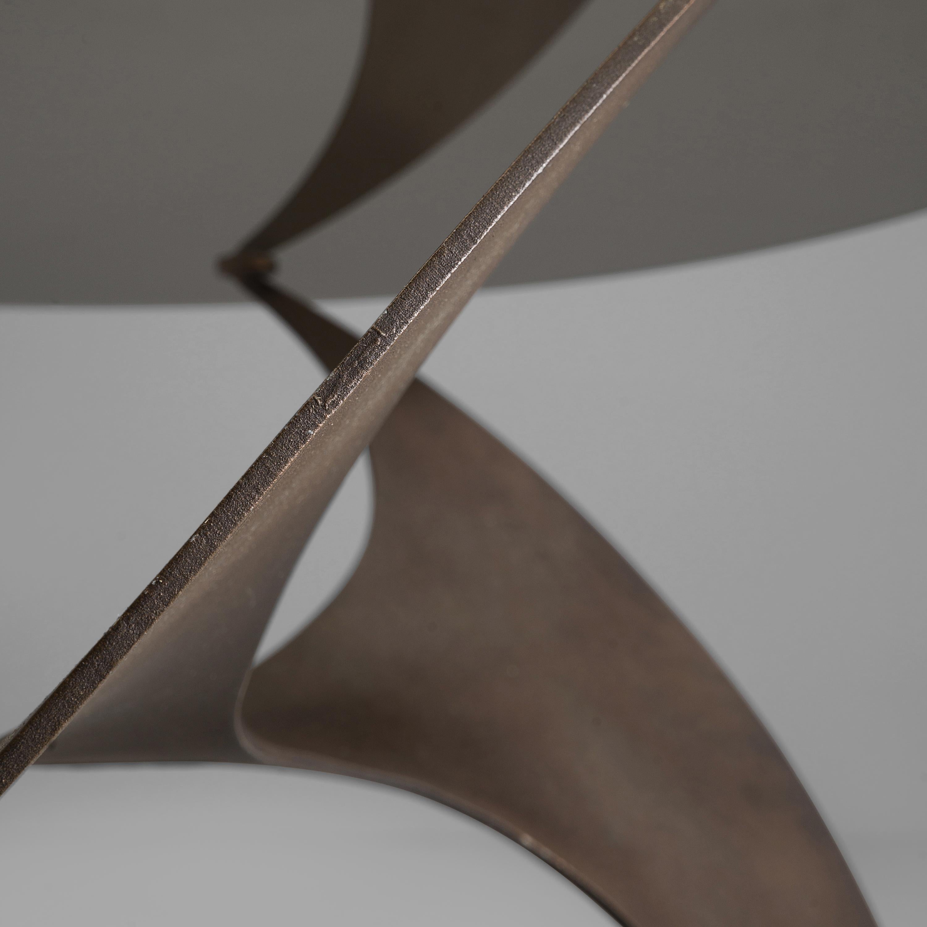 German Knut Hesterberg ‘Propeller’ Coffee Table in Bronzed Metal and Glass