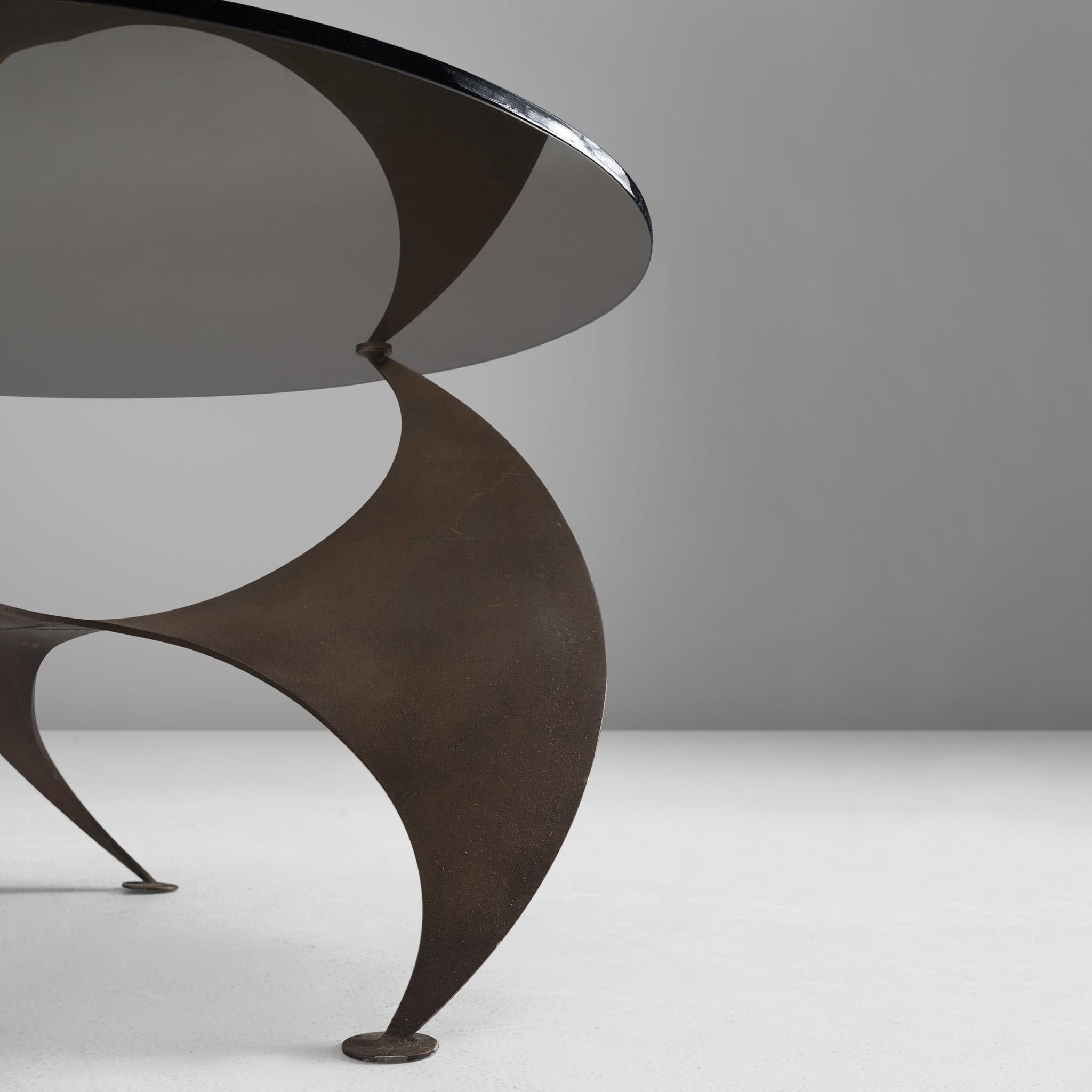 Knut Hesterberg ‘Propeller’ Coffee Table in Bronzed Metal and Glass  For Sale 1