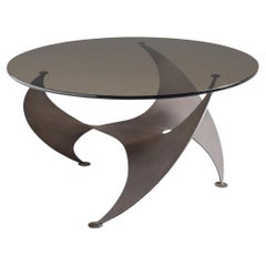 Vintage Knut Hesterberg ‘Propeller’ Coffee Table in Bronzed Metal and Glass 