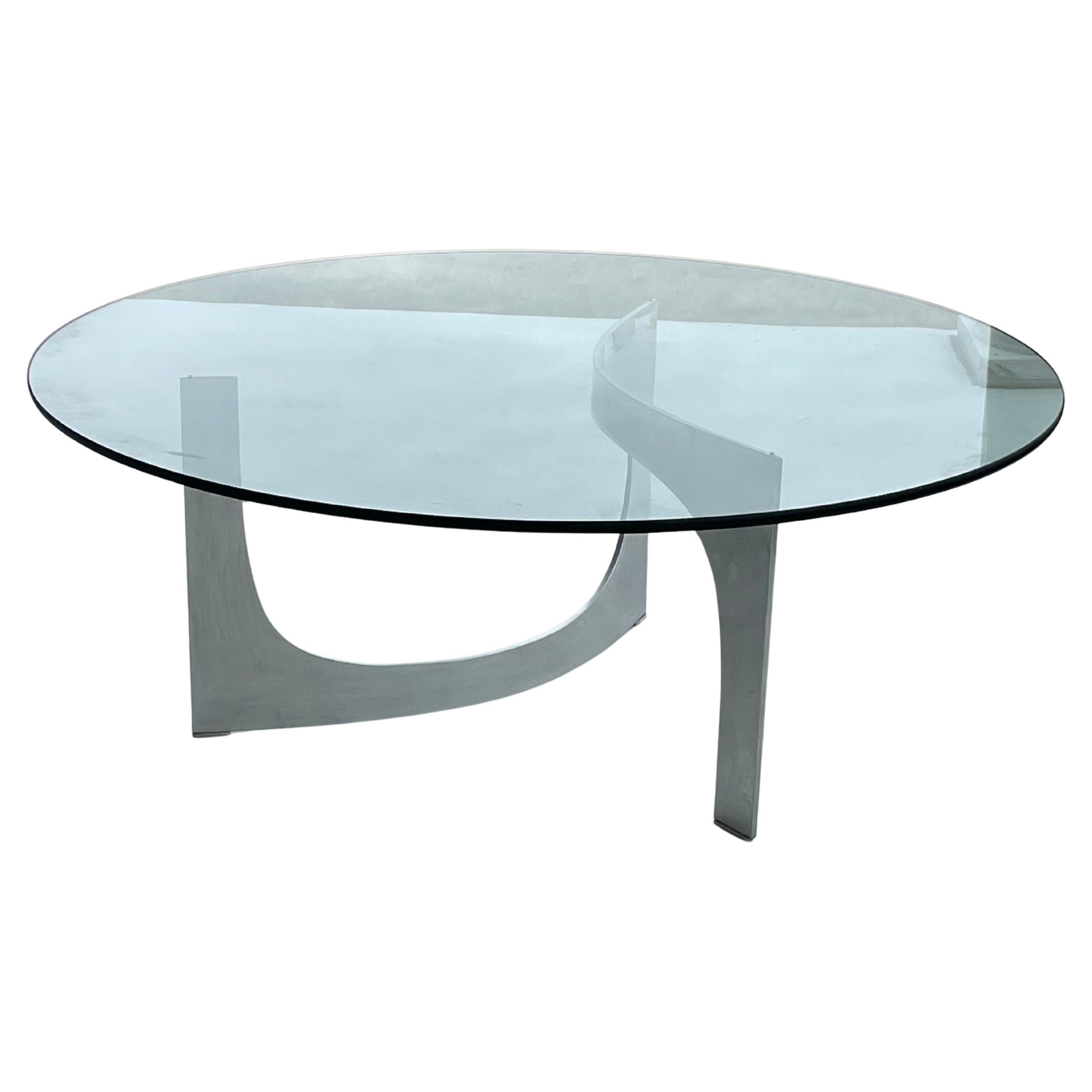 Knut Hesterberg Skulpturaler Couchtisch aus Glas und Aluminium