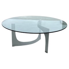 Mesa baja escultórica de cristal y aluminio Knut Hesterberg