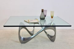 Knut Hesterberg 'Snake' Couchtisch, Aluminiumguss & Glas, Deutschland, 1960er