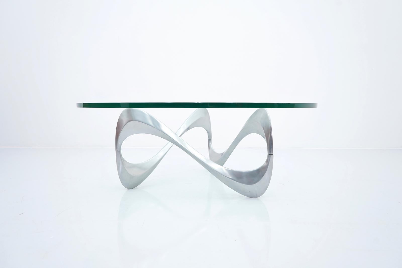 Knut Hesterberg Snake Coffee Table in Aluminum and Glass, Germany, 1960s 3