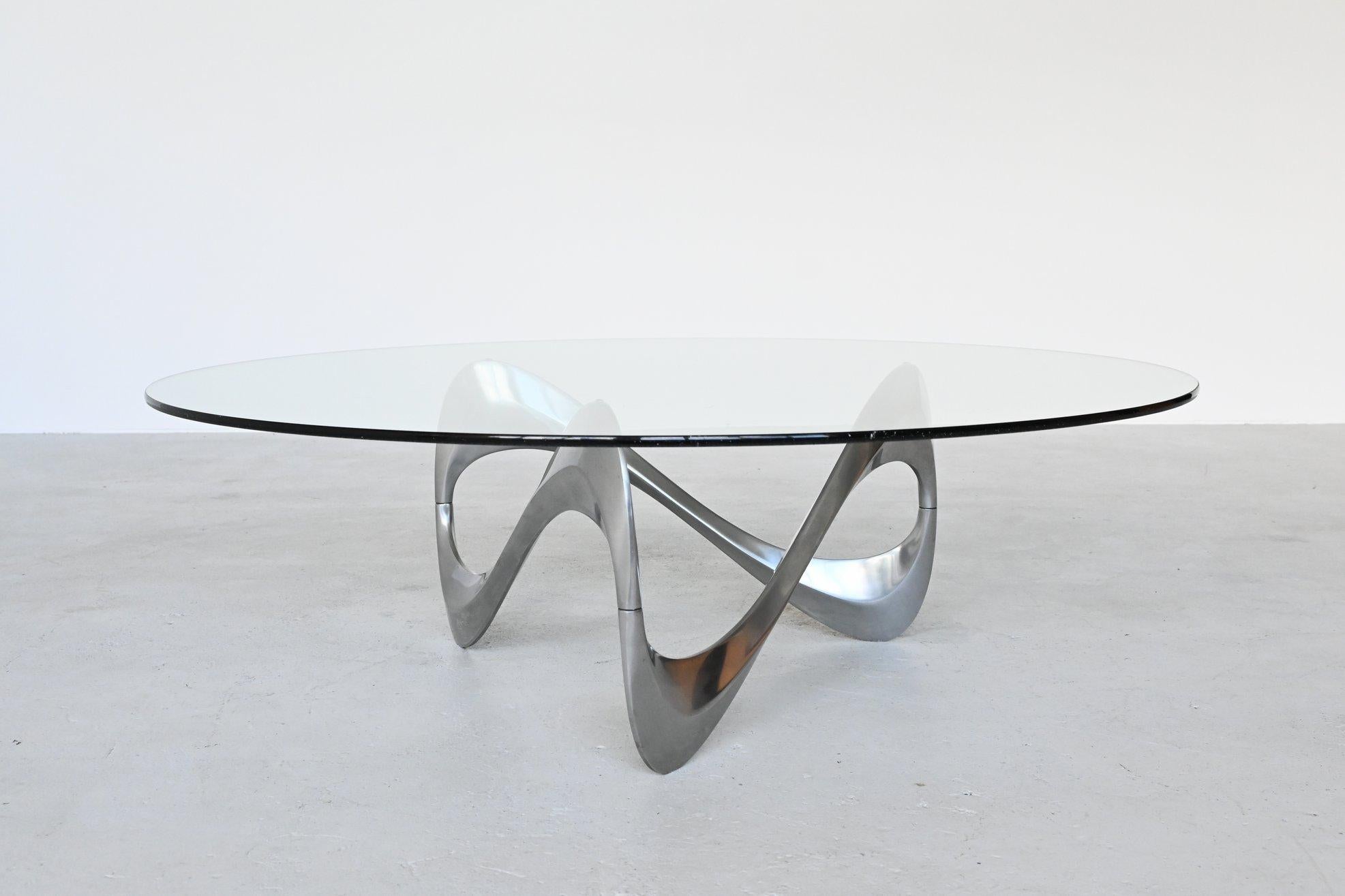 Polished Knut Hesterberg Snake Coffee Table Ronald Schmitt, Germany, 1965