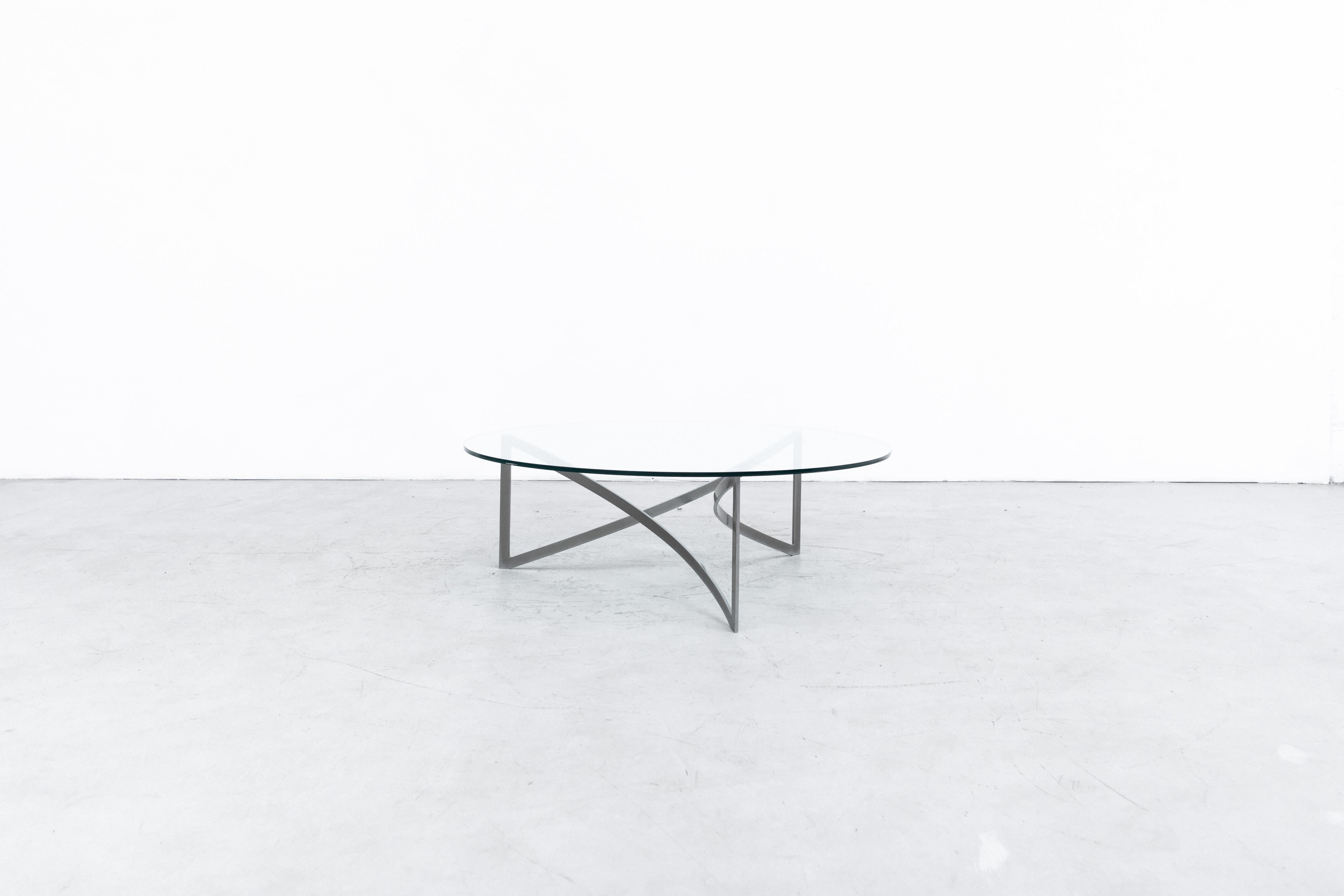 European Knut Hesterberg Style Steel and Glass Coffee Table