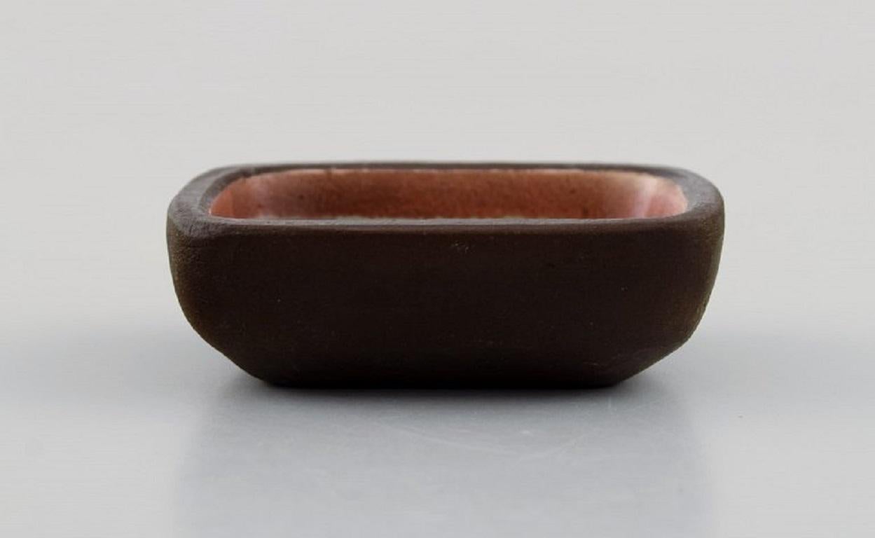 20th Century Knut Paul, Seven Small Bowls in Glazed Stoneware, Beautiful Polychrome Glaze For Sale