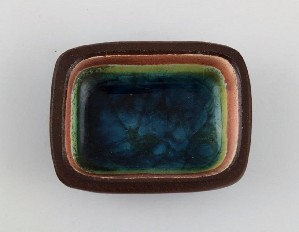 Knut Paul, Seven Small Bowls in Glazed Stoneware, Beautiful Polychrome Glaze For Sale 1