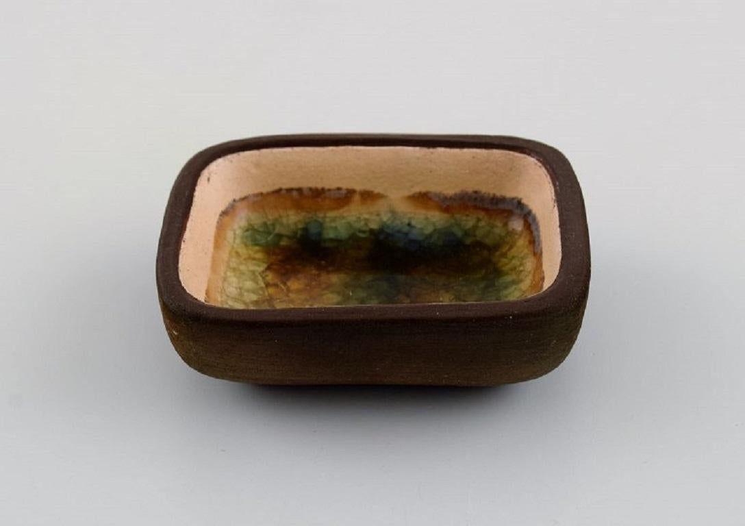 Danish Knut Paul, Six Small Bowls in Glazed Stoneware, Beautiful Polychrome Glaze For Sale