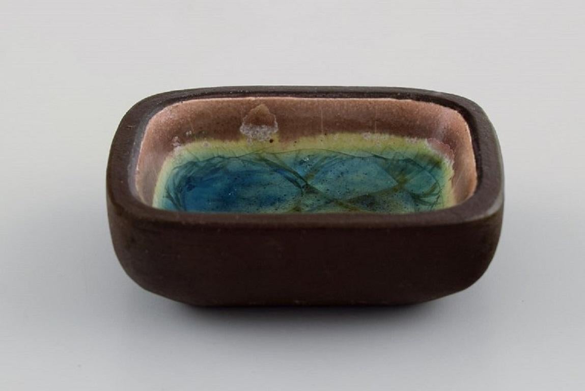 Knut Paul, Six Small Bowls in Glazed Stoneware, Beautiful Polychrome Glaze In Excellent Condition In Copenhagen, DK