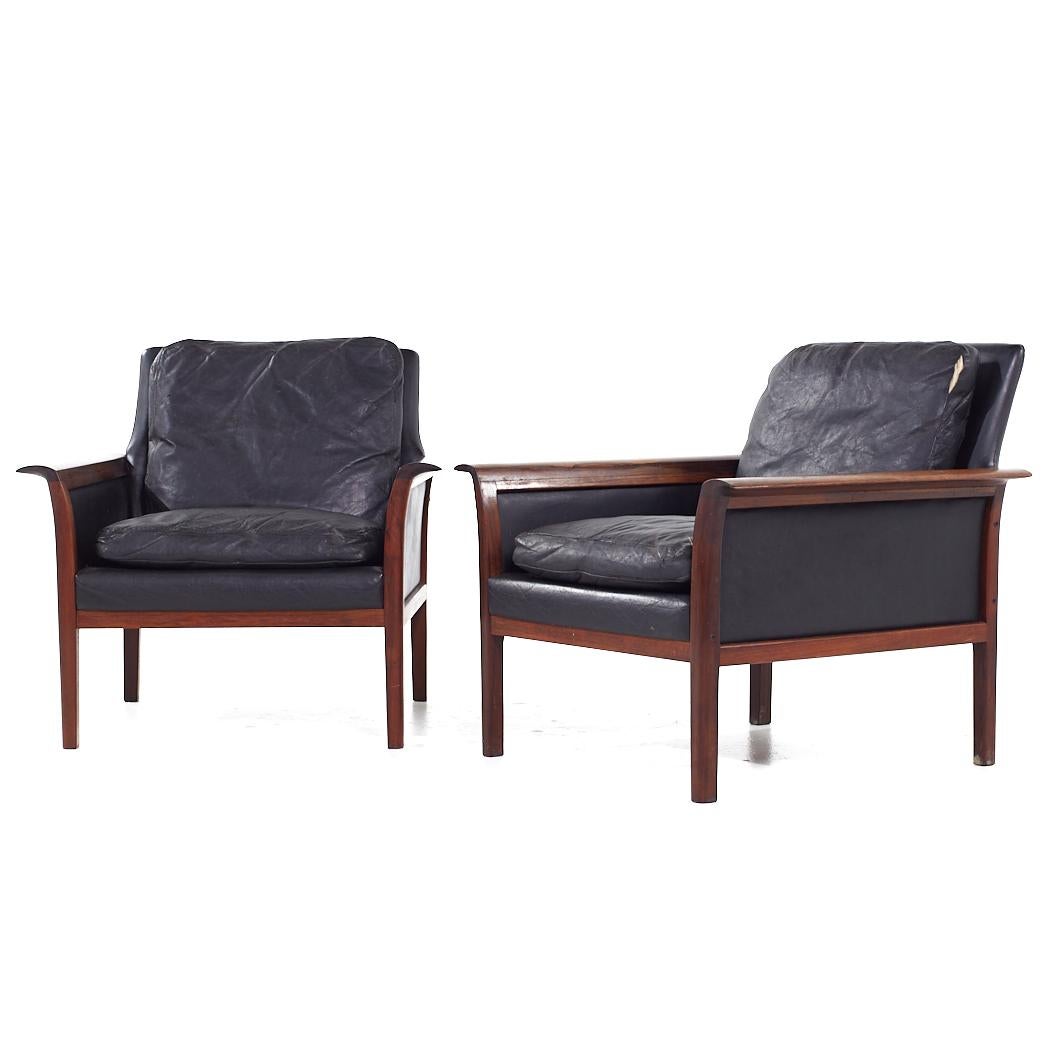 Mid-Century Modern Knut Sæter for Vatne Møbler Mid Century Norway Rosewood Lounge Chairs - Pair For Sale