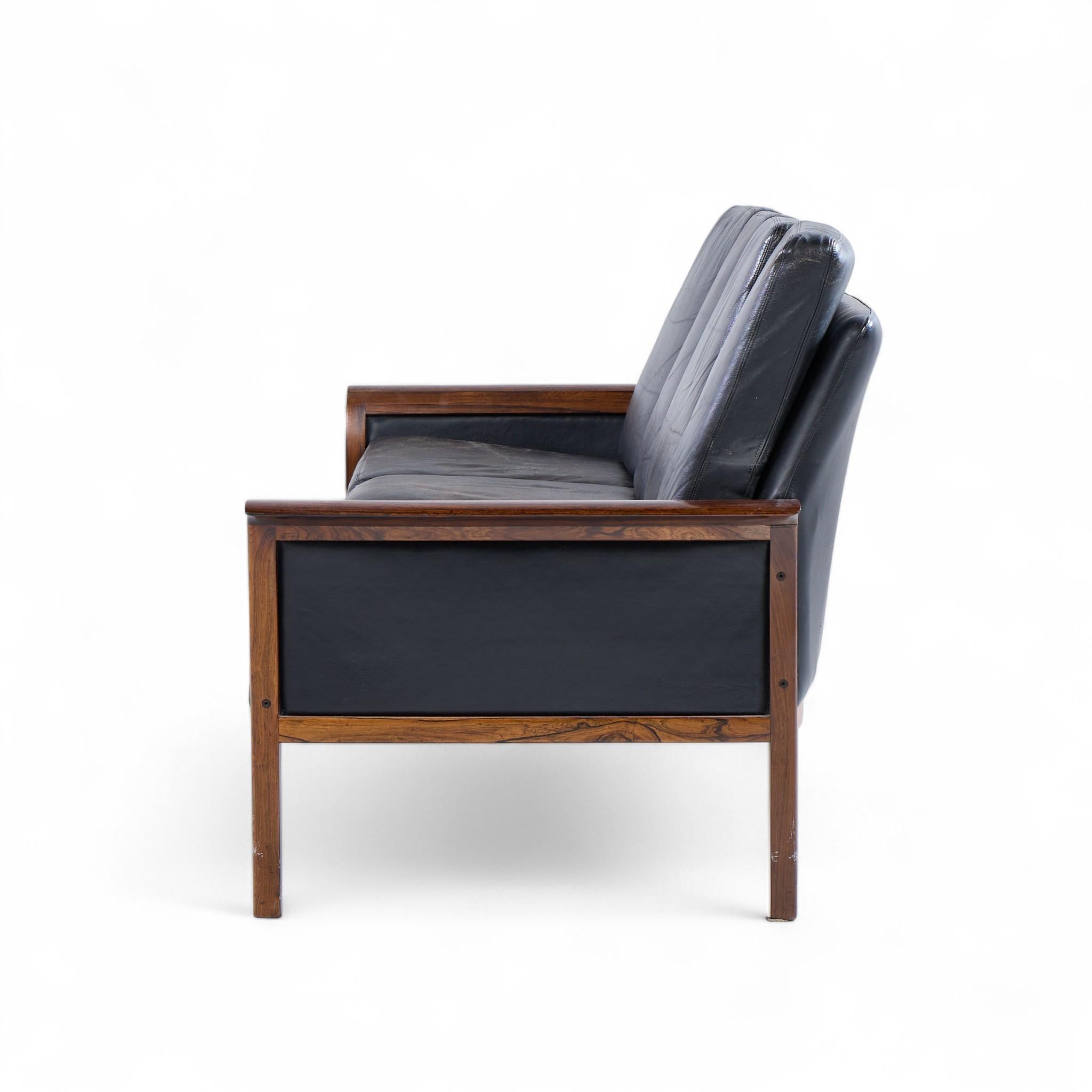 Knut Saeter for Vatne Møbler Mid Century Norwegian Rosewood, Leather Sofa - Pair (Leder) im Angebot