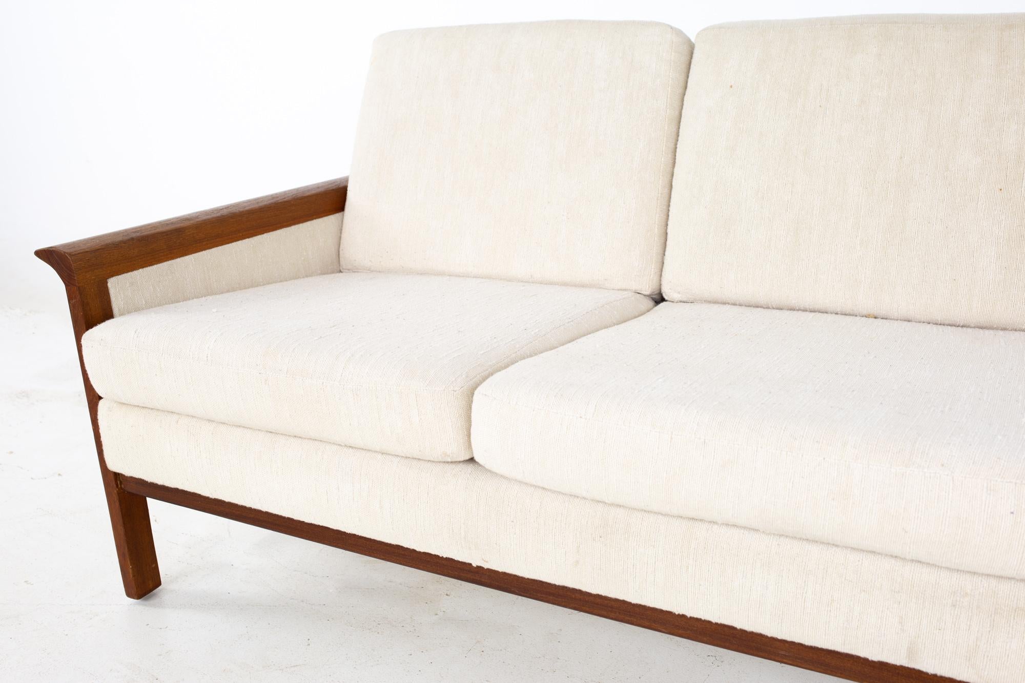 Upholstery Knut Saeter for Vatne Mobler Style Mid Century Danish Teak Four Seater Sofa