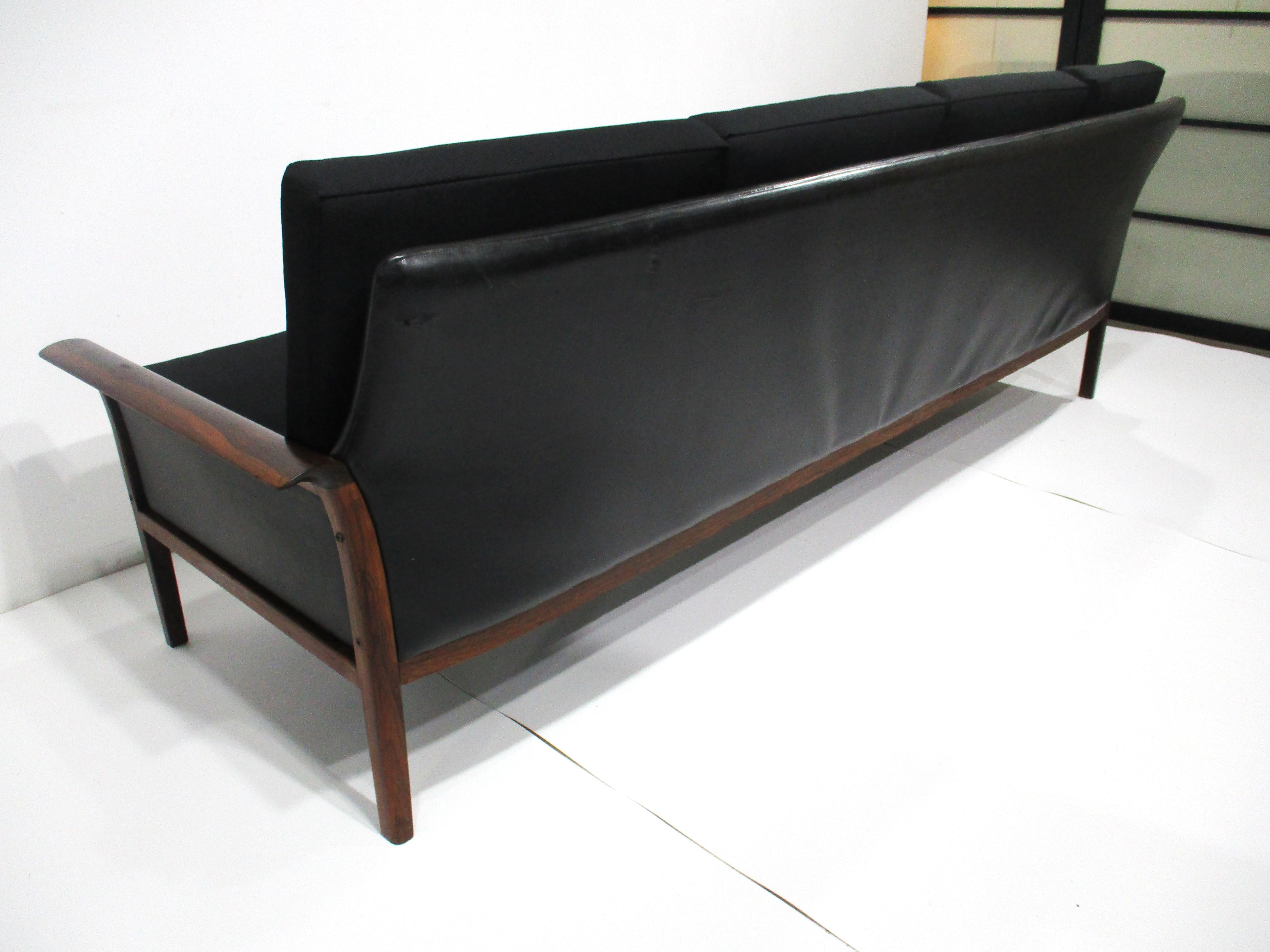 Knut Saeter Rosewood Upholstered Sofa for Hans Olsen Norway 4