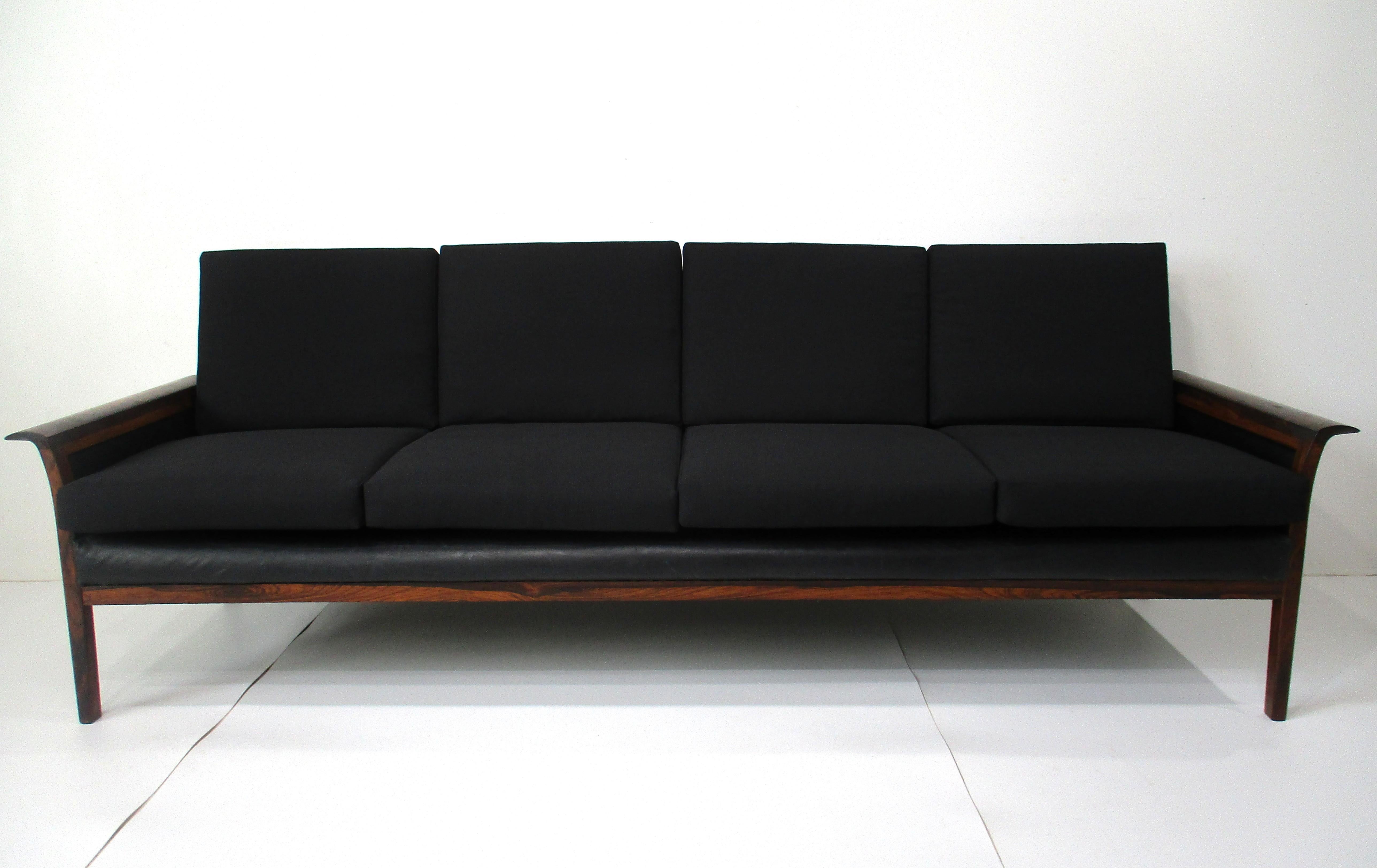 Knut Saeter Rosewood Upholstered Sofa for Hans Olsen Norway 6