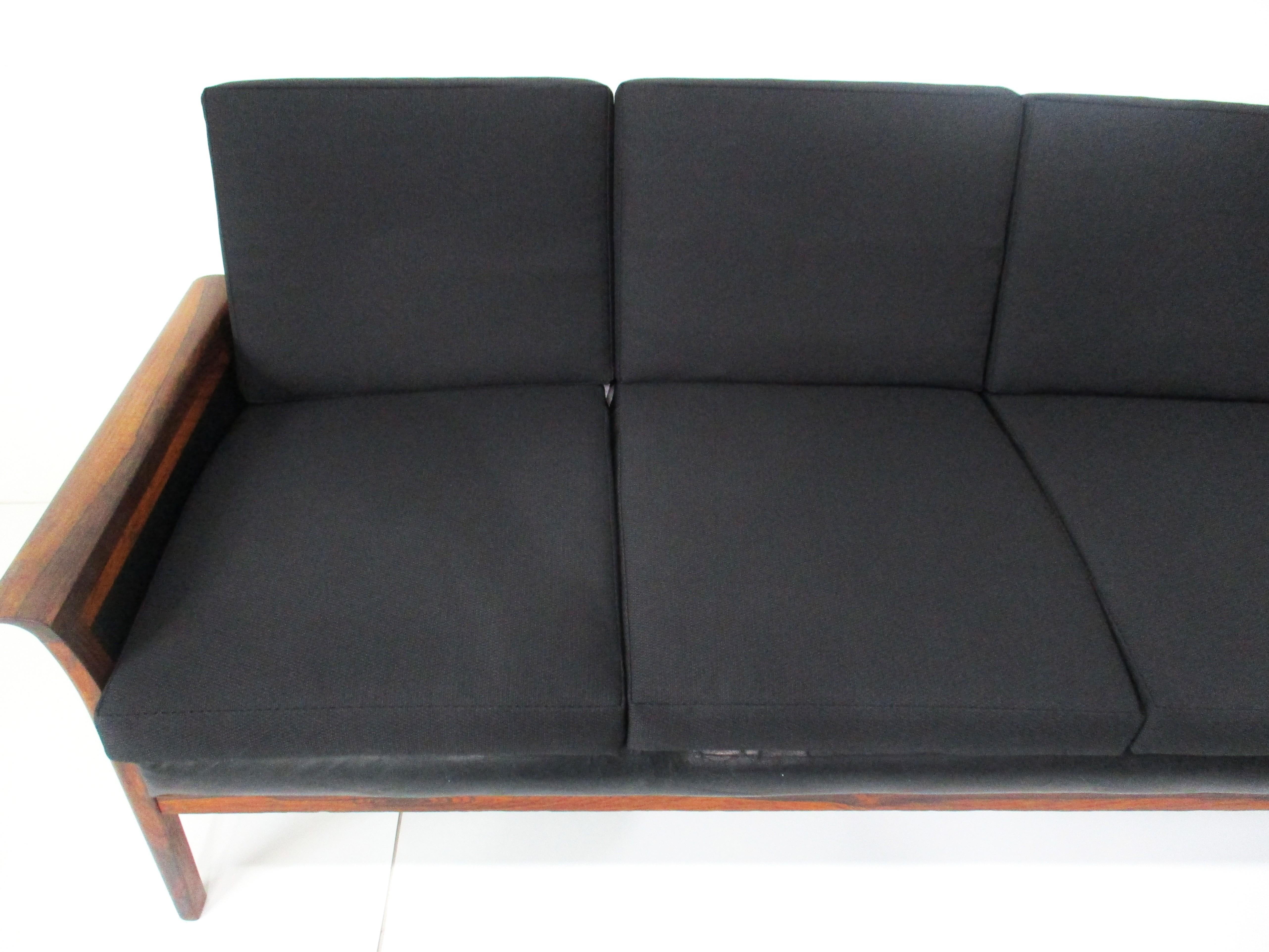 Mid-Century Modern Knut Saeter Rosewood Upholstered Sofa for Hans Olsen Norway