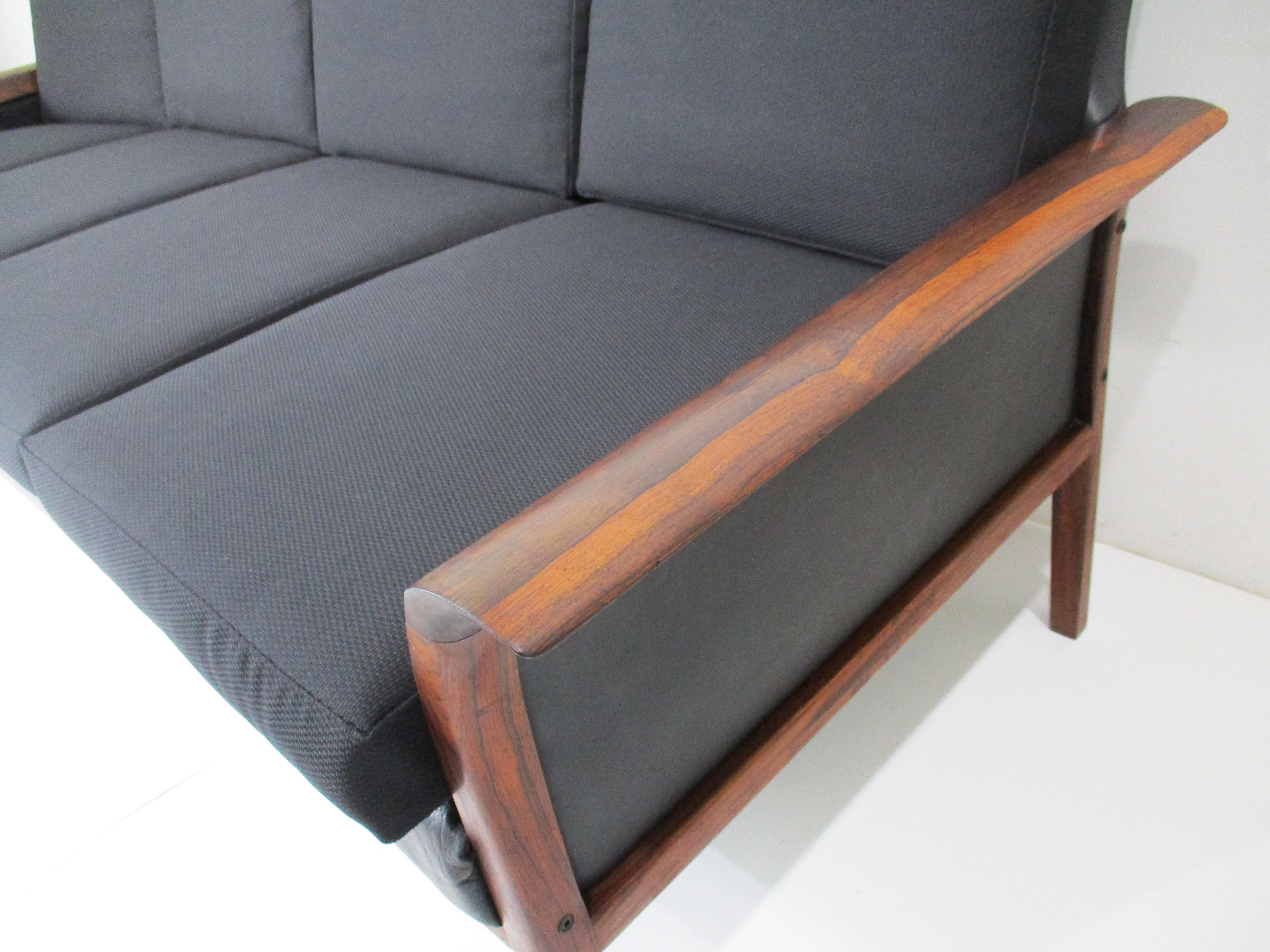 Leather Knut Saeter Rosewood Upholstered Sofa for Hans Olsen Norway