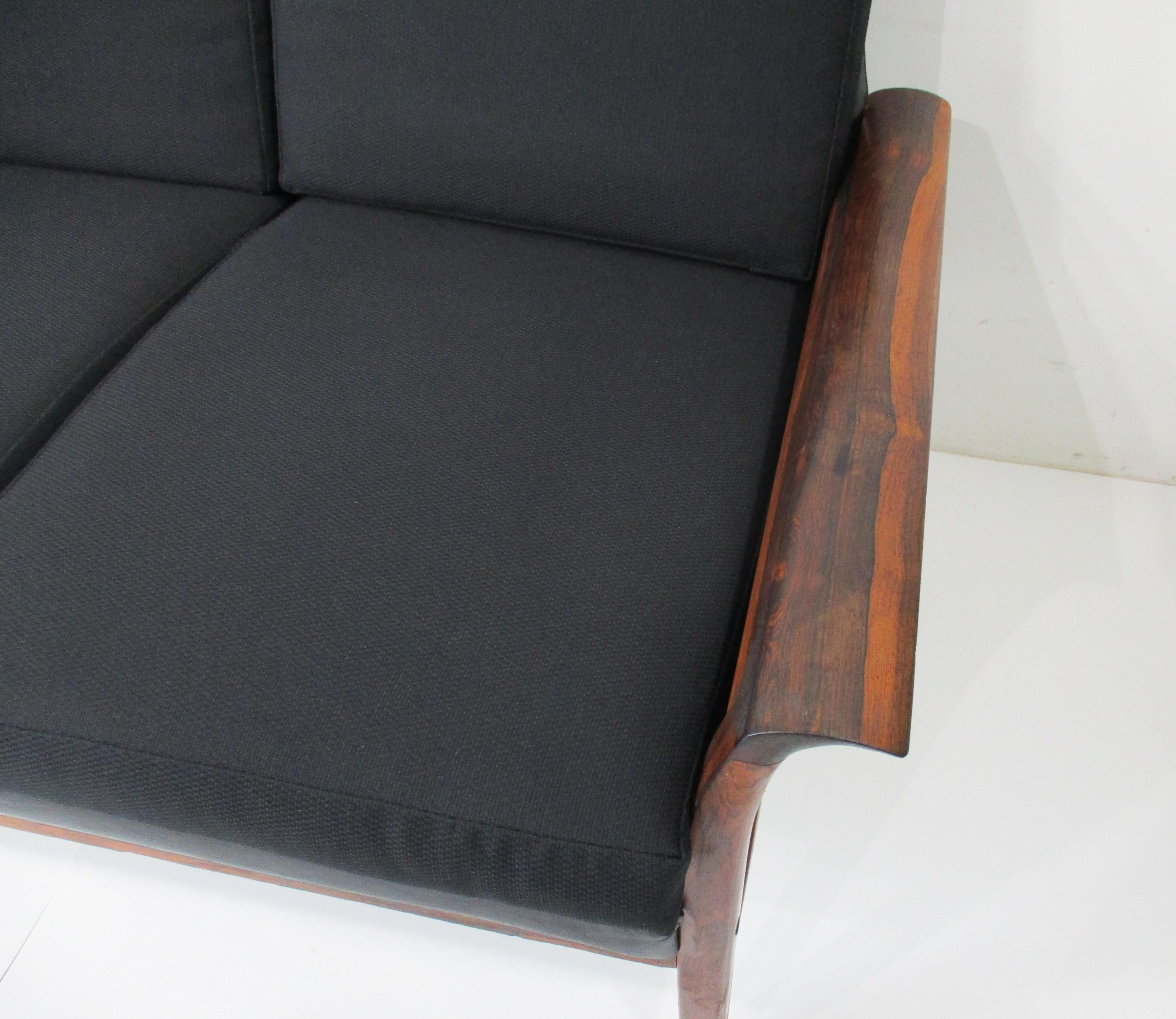 Knut Saeter Rosewood Upholstered Sofa for Hans Olsen Norway 2