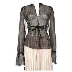 KNWLS Black Check Sheer Blouse Size M