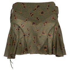 KNWLS Green Floral Silk Ruffled Mini Skirt Size S KNWLS Green Floral Silk Ruffled Mini Skirt Size S
