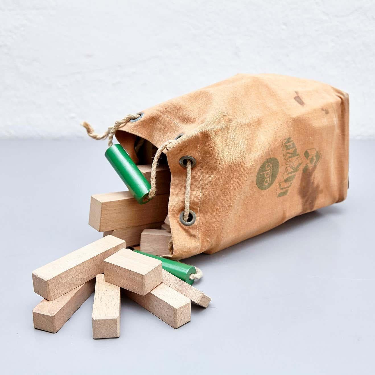 Mid-20th Century Ko Verzuu for Ado, Mid-Century Modern, Wood Blocks Construction Netherlands Toy For Sale
