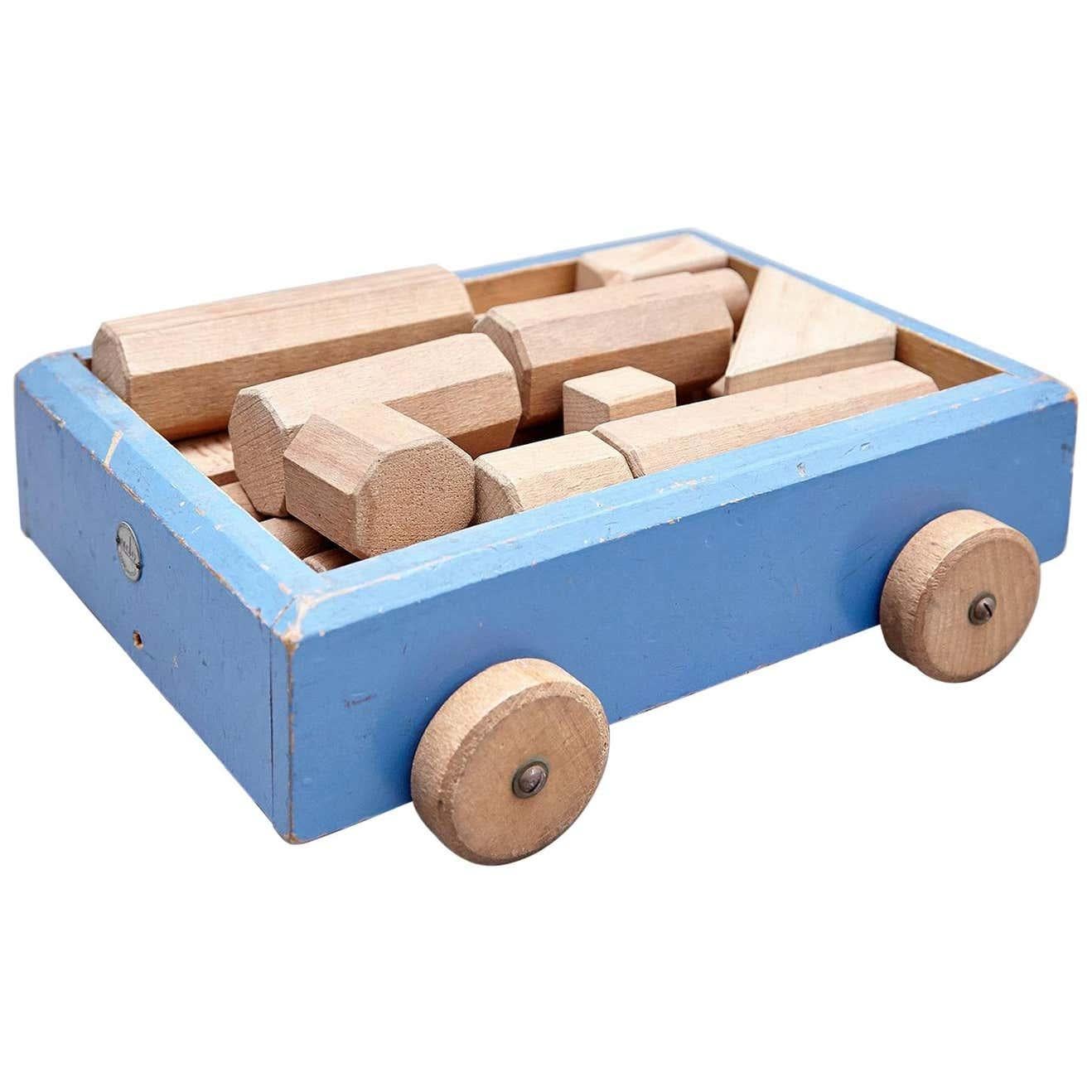 Mid-20th Century Ko Verzuu for Ado, Mid-Century Modern, Wood Car Construction Netherlands Toy For Sale