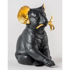 Koa and Eucalyptus Gold and Black Sculpture