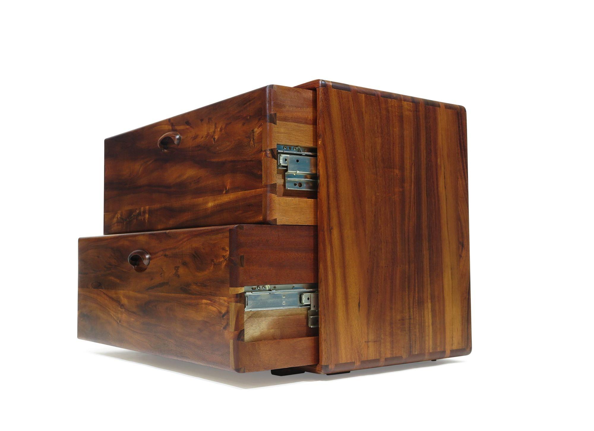 Oiled Koa California Studio Craft Filing Cabinet #1 For Sale