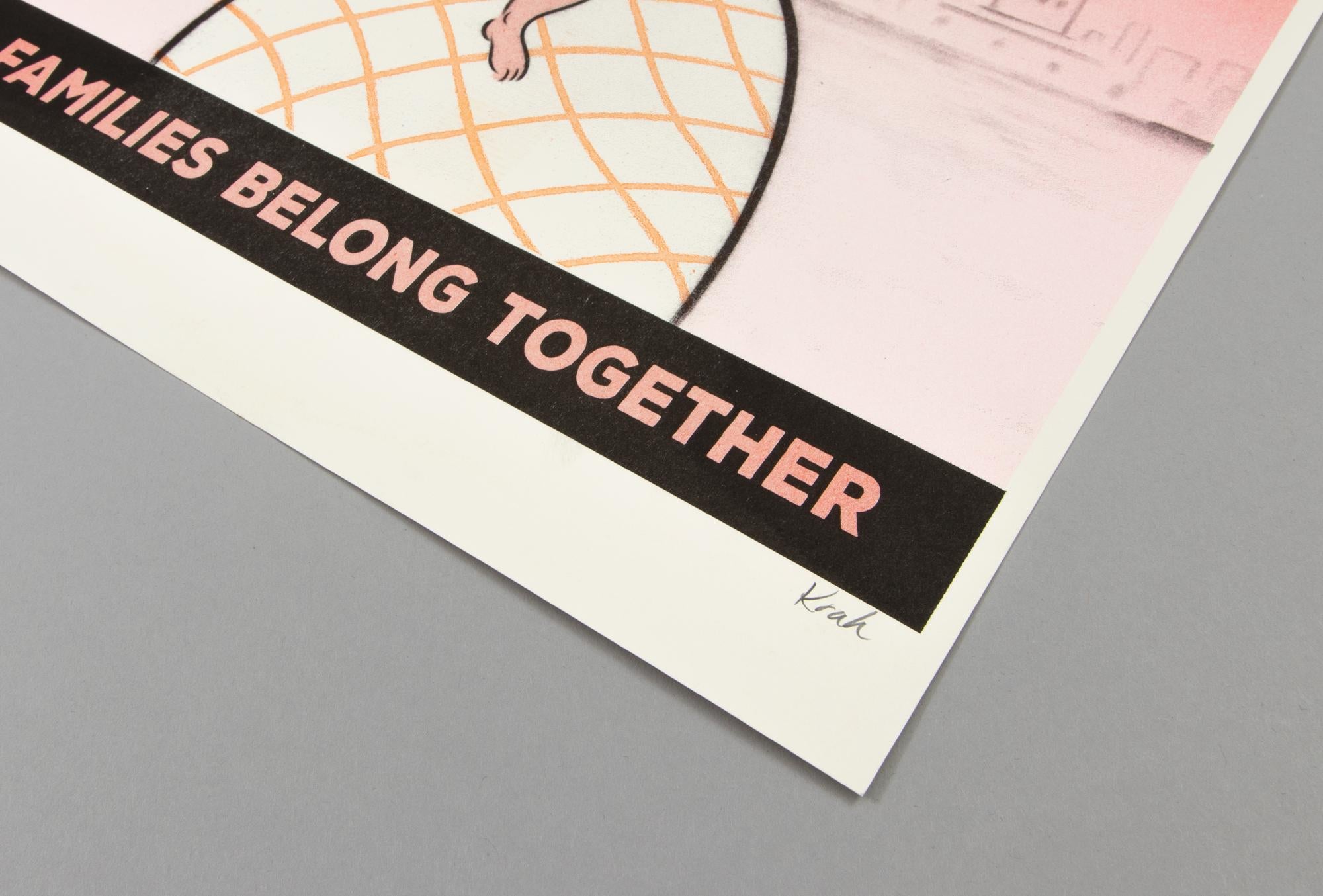 Koak (US American, b. 1981)
Families Belong Together, 2019
Medium: Five color risograph print
Dimensions: 43 x 28 cm (17 x 11 in)
Edition of 200: Hand numbered and signed
Condition: Mint