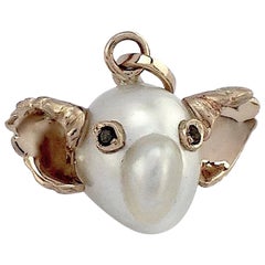 Koala Australian Pearl Black Diamond 18 Karat White Gold Pendant or Necklace