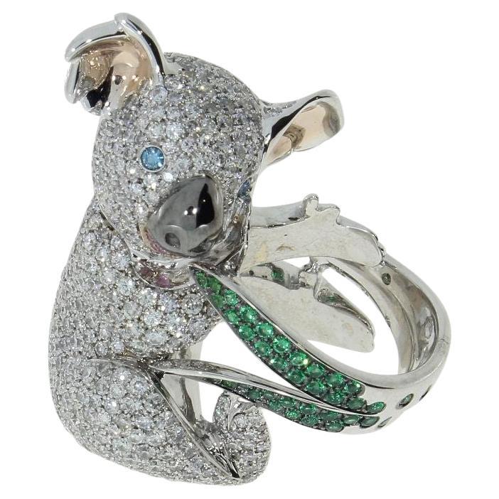 Koala Bear Grey Diamond Fashion Ring For Sale
