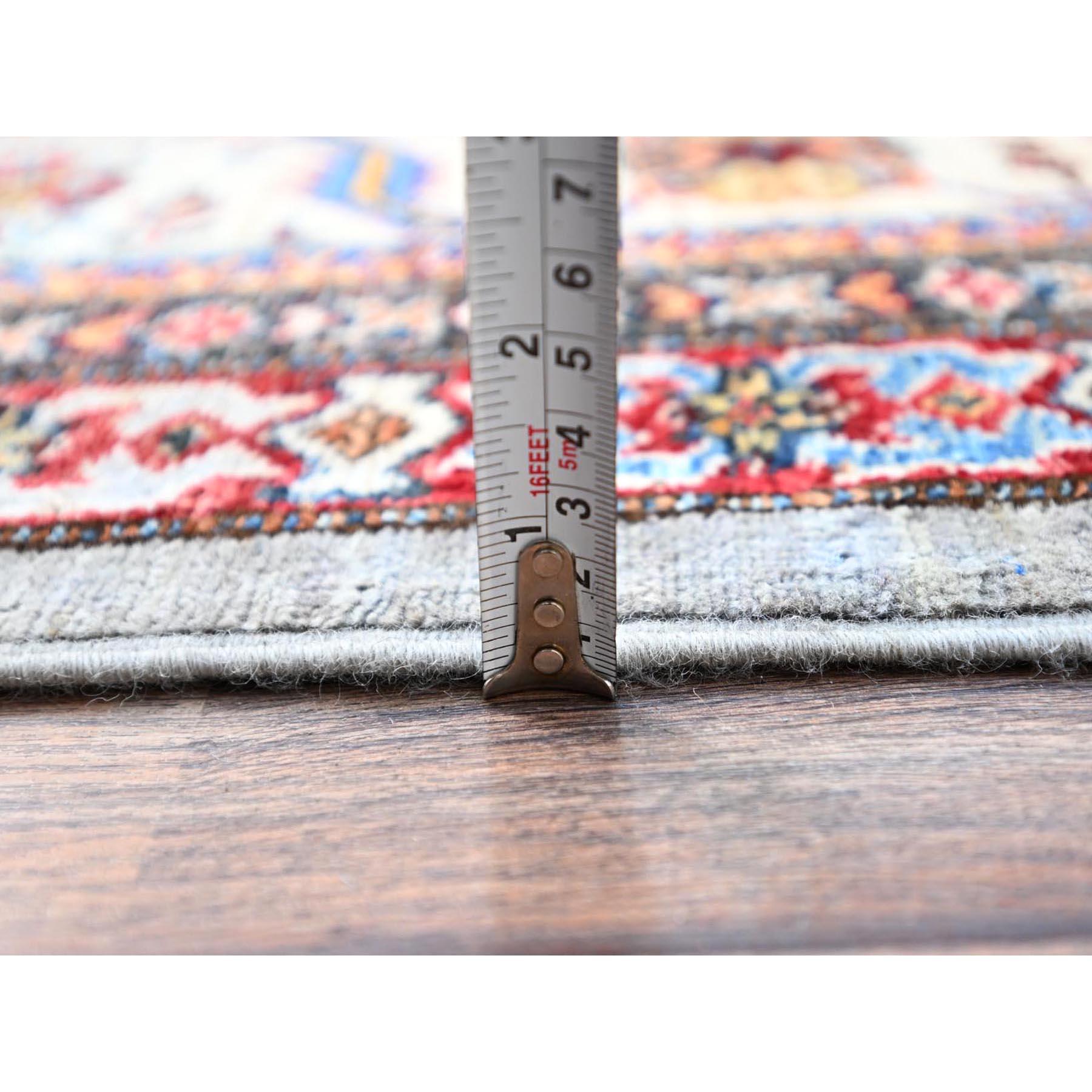 Tapis oriental gris afghan super Kazak noué à la main 10'2