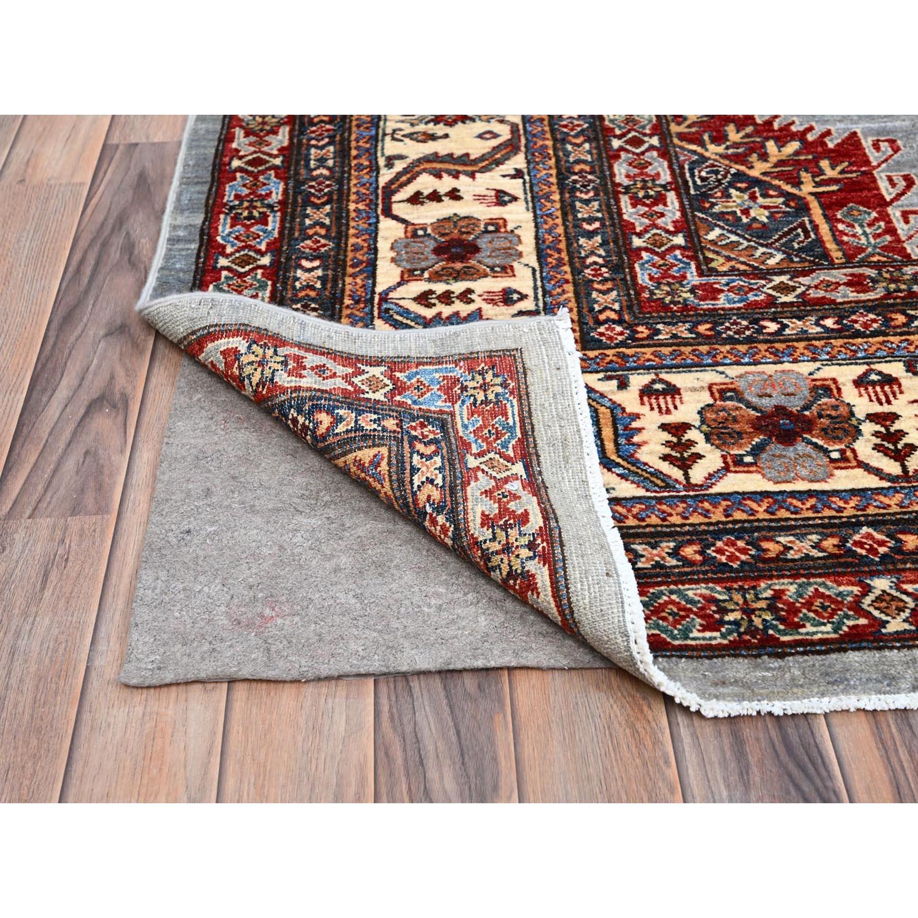 Afghan Tapis oriental gris afghan super Kazak noué à la main 10'2