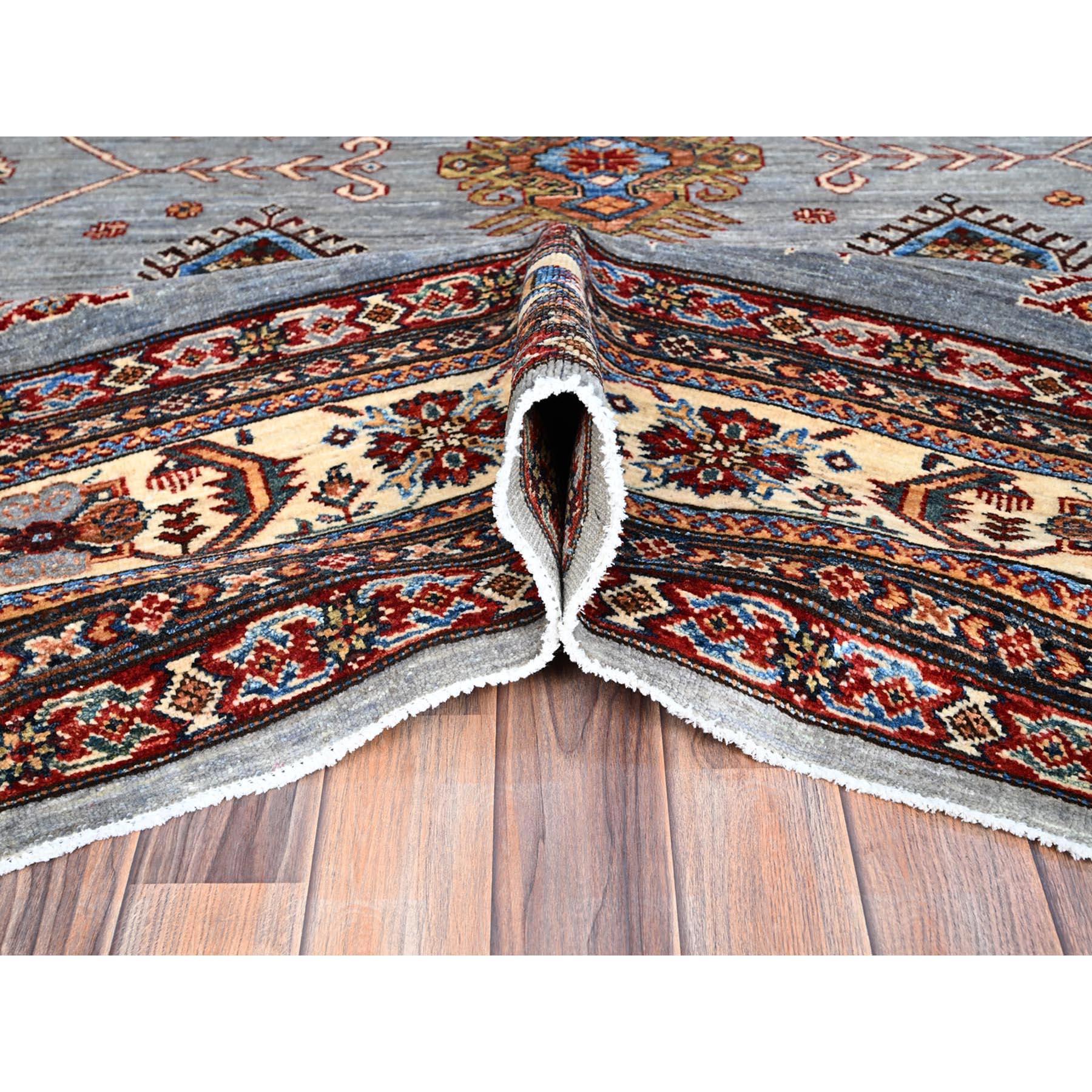 Noué à la main Tapis oriental gris afghan super Kazak noué à la main 10'2