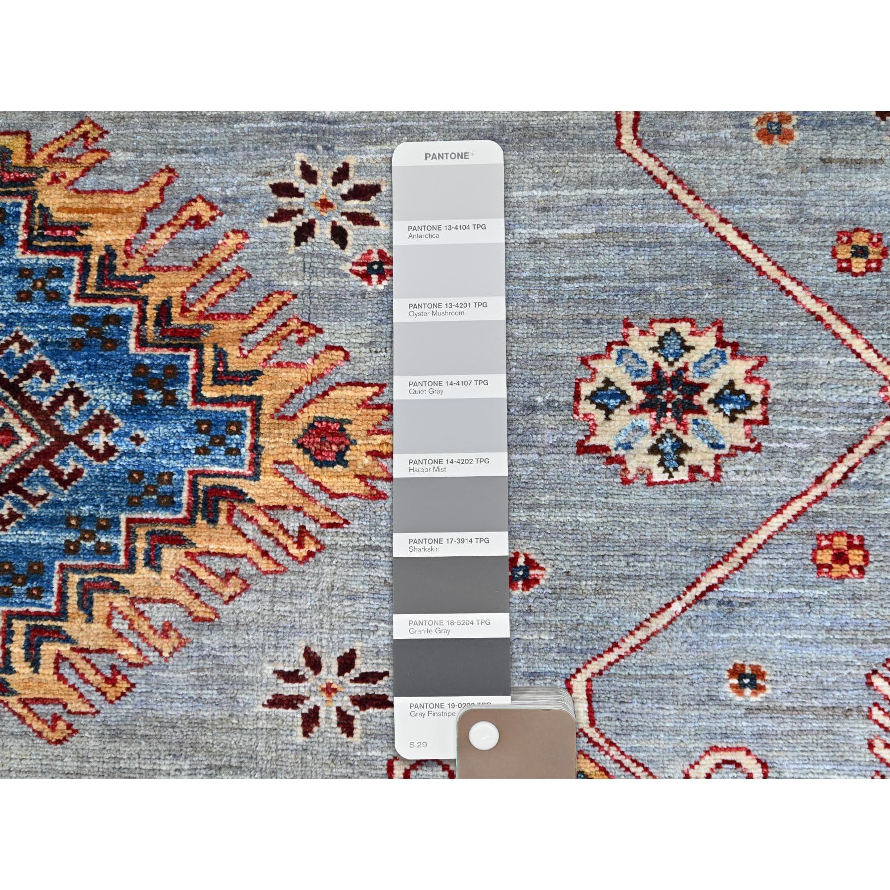 XXIe siècle et contemporain Tapis oriental gris afghan super Kazak noué à la main 10'2