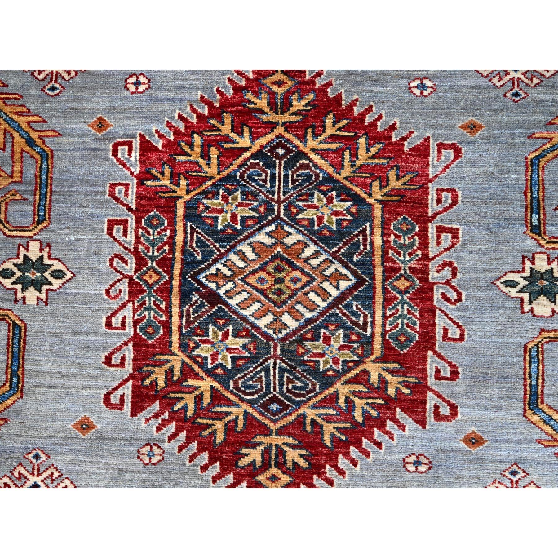 Laine Tapis oriental gris afghan super Kazak noué à la main 10'2